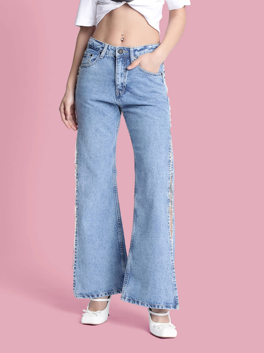     			Bene Kleed - Blue Cotton Flared Women's Jeans ( Pack of 1 )
