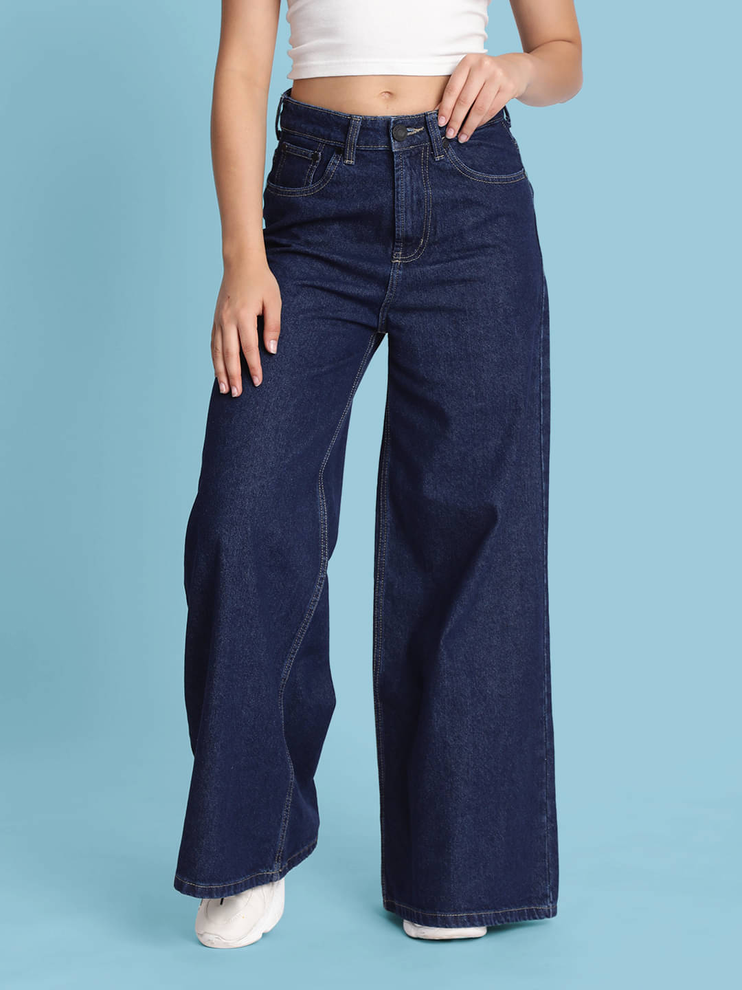     			Bene Kleed - Blue Cotton Wide Leg Women's Jeans ( Pack of 1 )