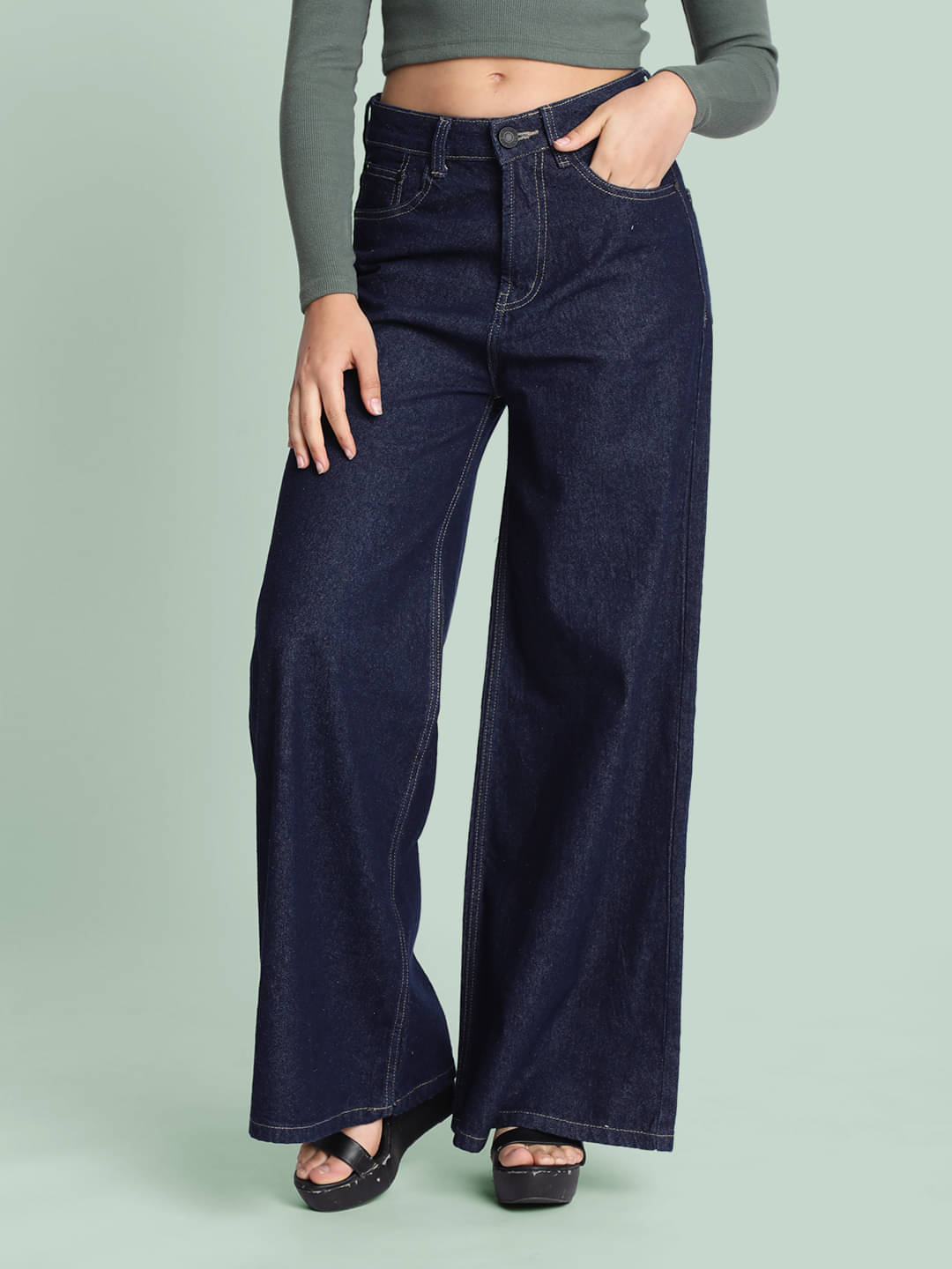     			Bene Kleed - Blue Cotton Wide Leg Women's Jeans ( Pack of 1 )