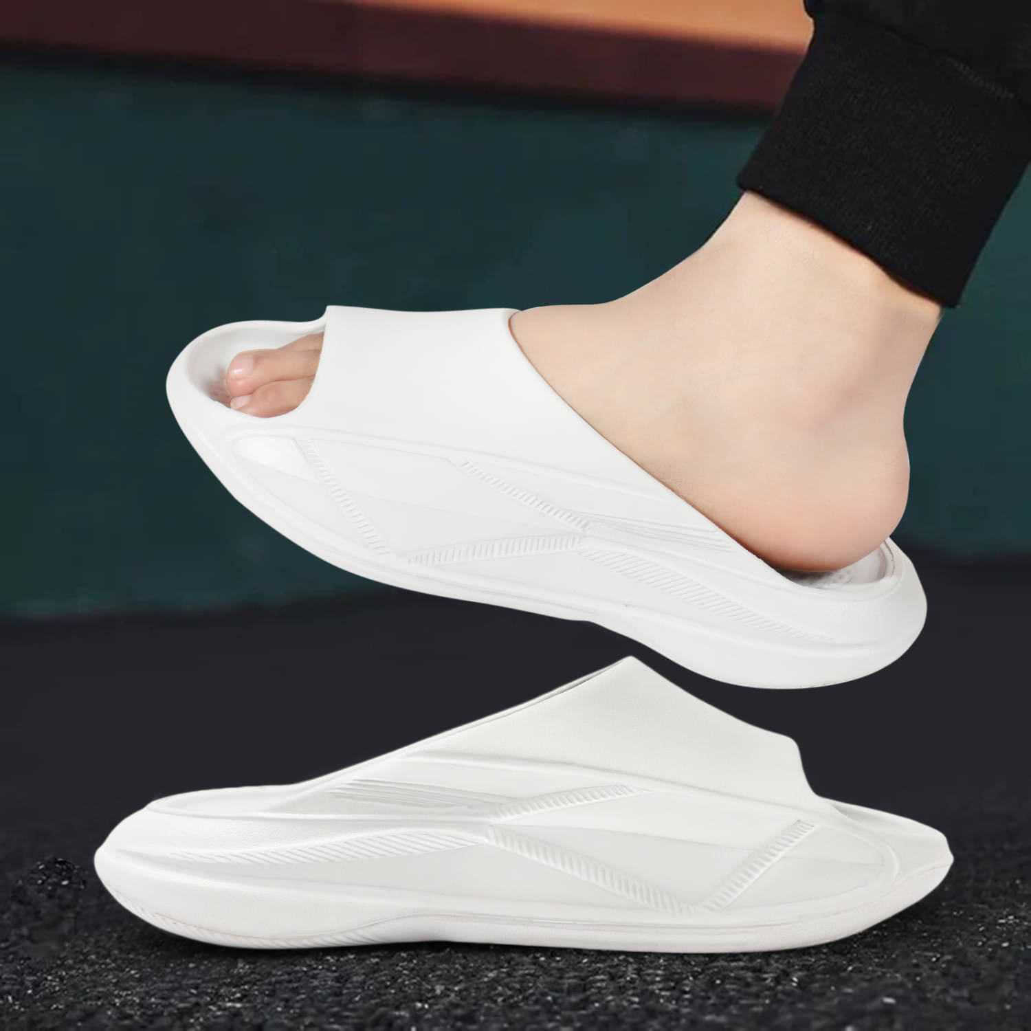     			Carrito White Men's Slide Flip Flop