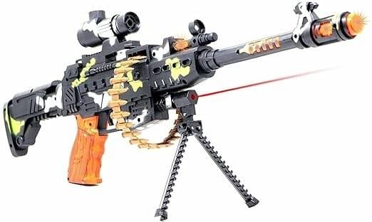     			ECLET Toy Gun for Kids with Music, Lights and Laser Light, Roundable Bullet, Smooth Trigger, Best Stand Musical Look & Darts Fire Machine Gun with Lights and Sound Guns & Darts /Knife/Bullets/ Special Forces Toy Machine Gun (Multicolor) SET OF 1