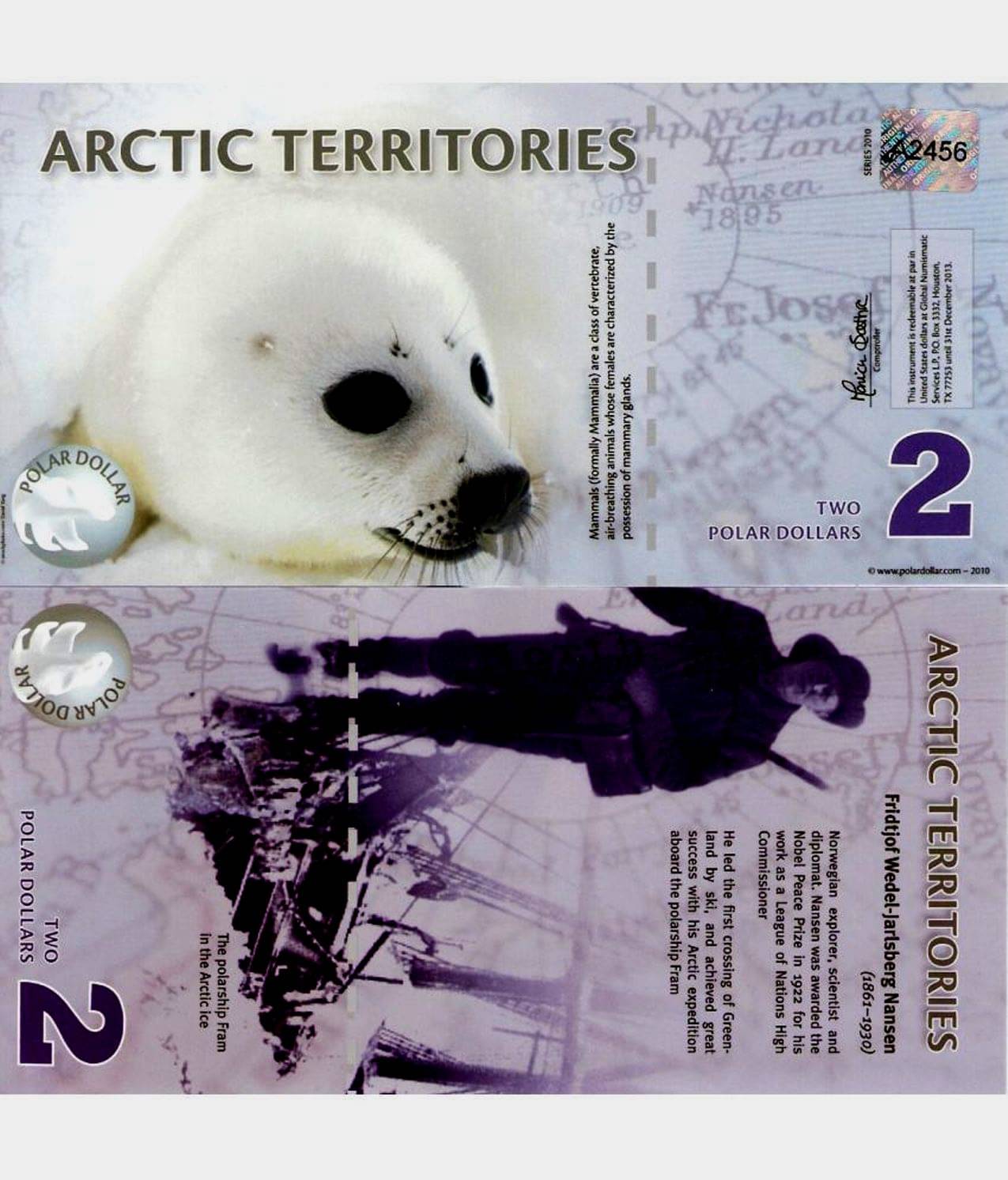 Extremely Rare Arctic Territories 2 Polar Dollars Polymer Fantasy Note Top Grade Gem UNC Extremely Rare Arctic Territories 2 Polar Dollars Polymer Fantasy Note Top Grade Gem UNC