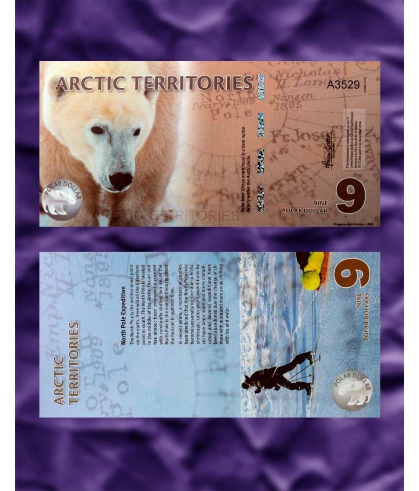 Extremely Rare Arctic Territories 9 Polar Dollars Polymer Fantasy Note Top Grade Gem UNC Extremely Rare Arctic Territories 9 Polar Dollars Polymer Fantasy Note Top Grade Gem UNC