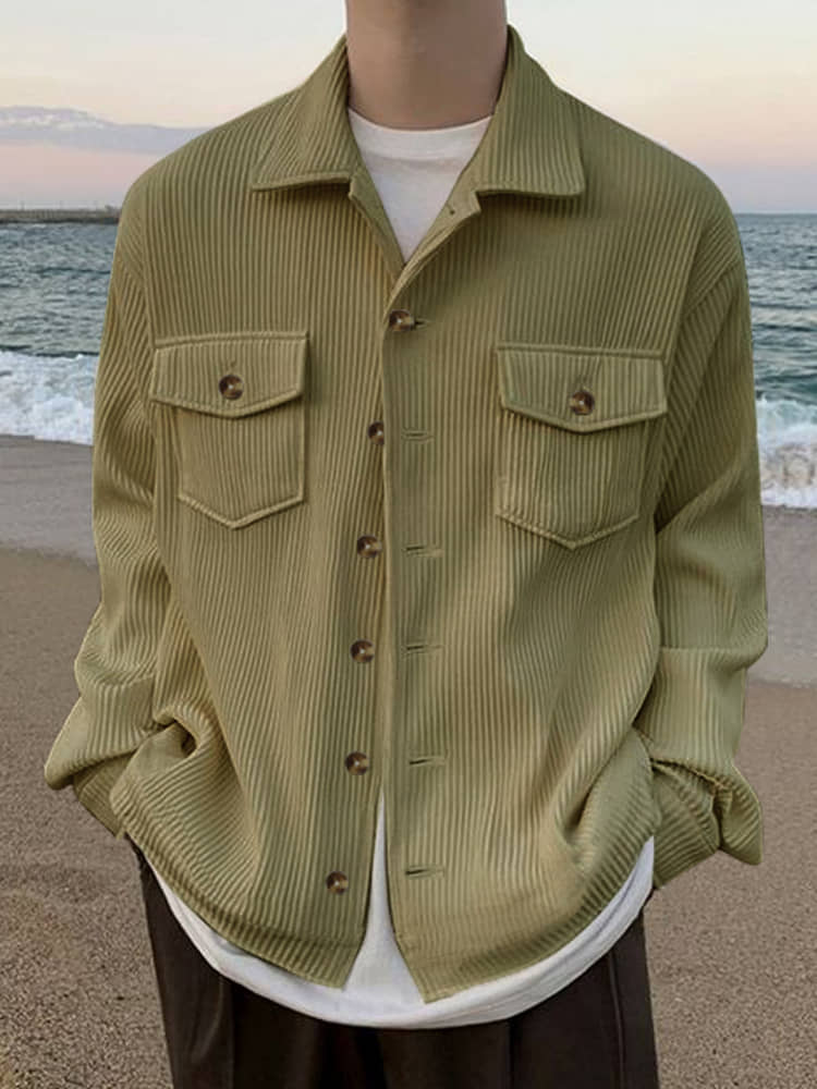 Eyebogler Poly Cotton Oversized Fit Striped Full Sleeves Men's Casual Shirt - Green ( Pack of 1 )