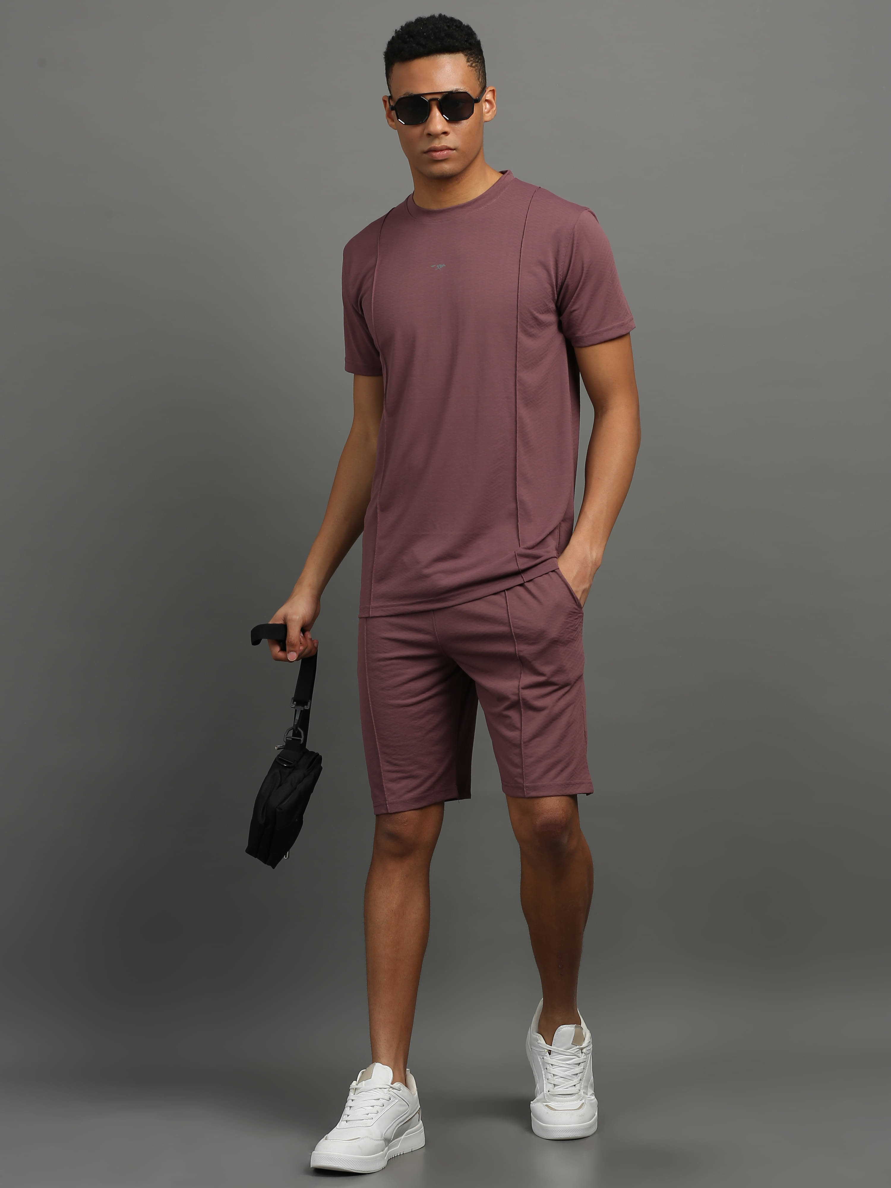     			FROSEN FOX Men's T-shirt With Shorts Co-Ords Set ( Pack of 1 , Maroon )