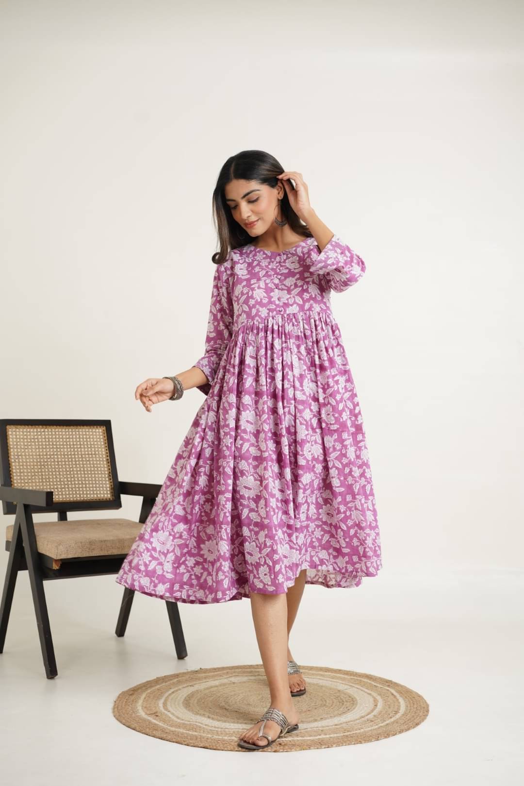 Goodhand Women Cotton Printed Peplum Dress ( Pink ) Goodhand Women Cotton Printed Peplum Dress ( Pink )