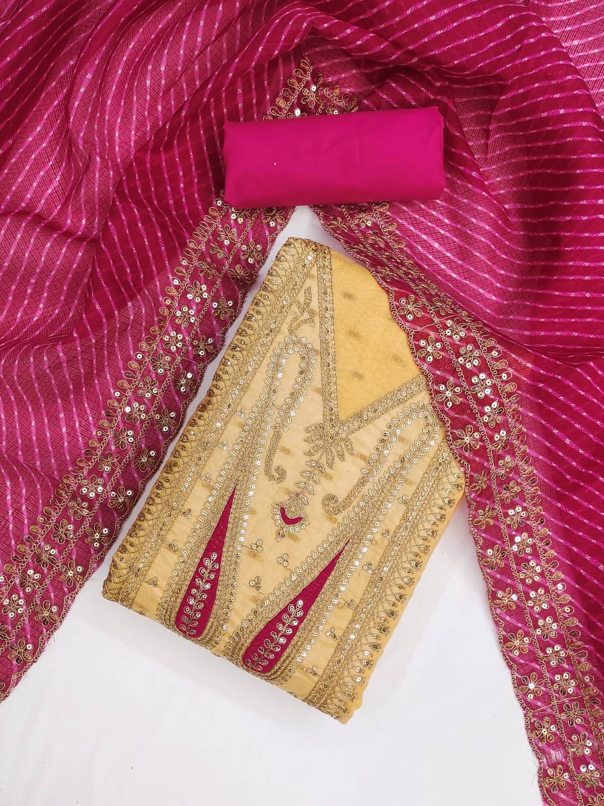 HL SILKMILLS Unstitched Chanderi Embroidered Dress Material - Yellow ( Pack of 1 ) HL SILKMILLS Unstitched Chanderi Embroidered Dress Material - Yellow ( Pack of 1 )