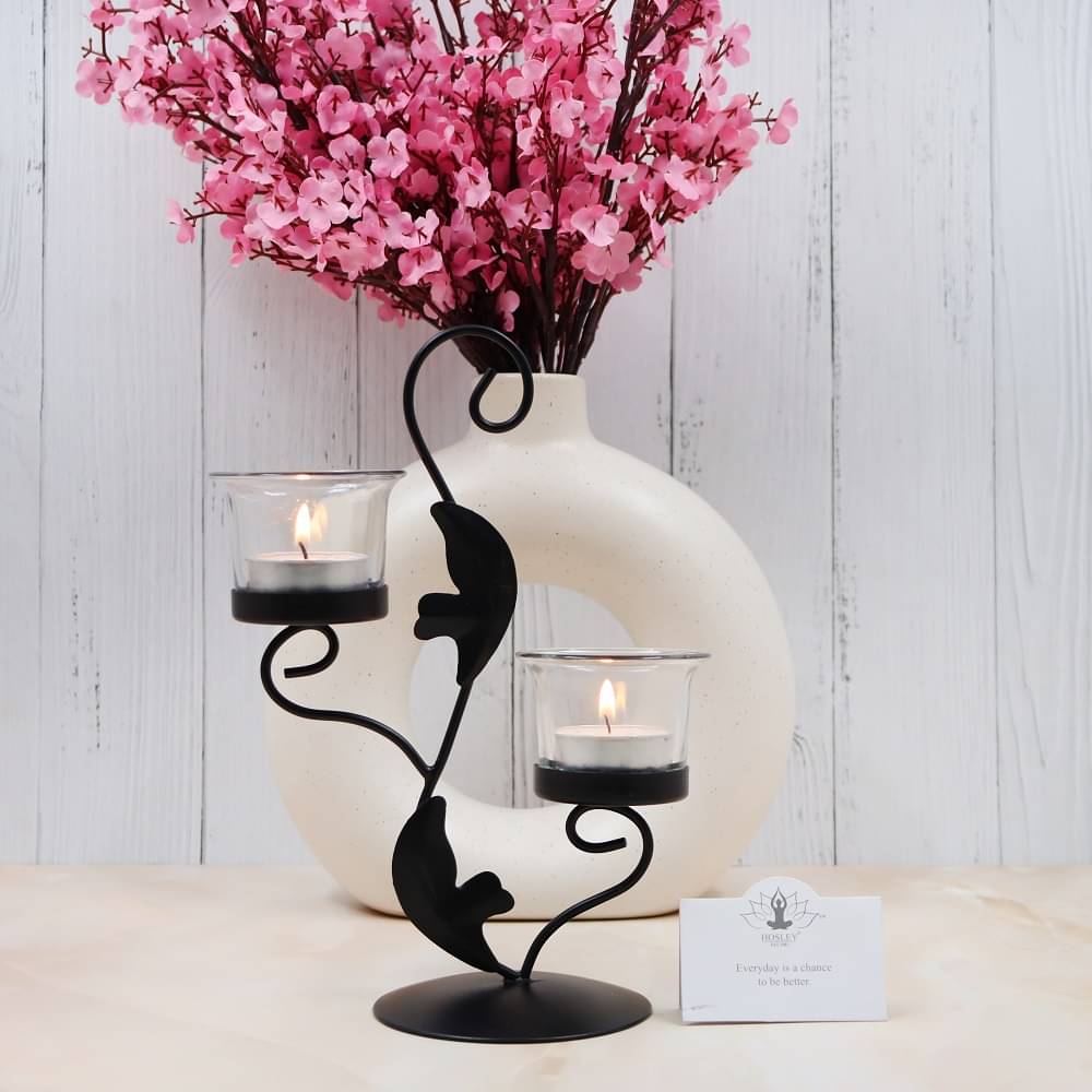     			Hosley Black Table Top Iron Tea Light Holder - Pack of 1
