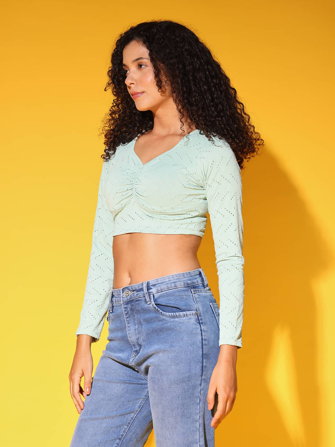    			Istyle Can Women's Polyester Crop Top ( Aqua Blue )