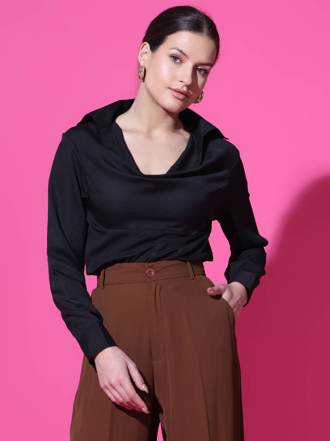 Istyle Can Women's Polyester Regular Top ( Black )     			Istyle Can Women's Polyester Regular Top ( Black )