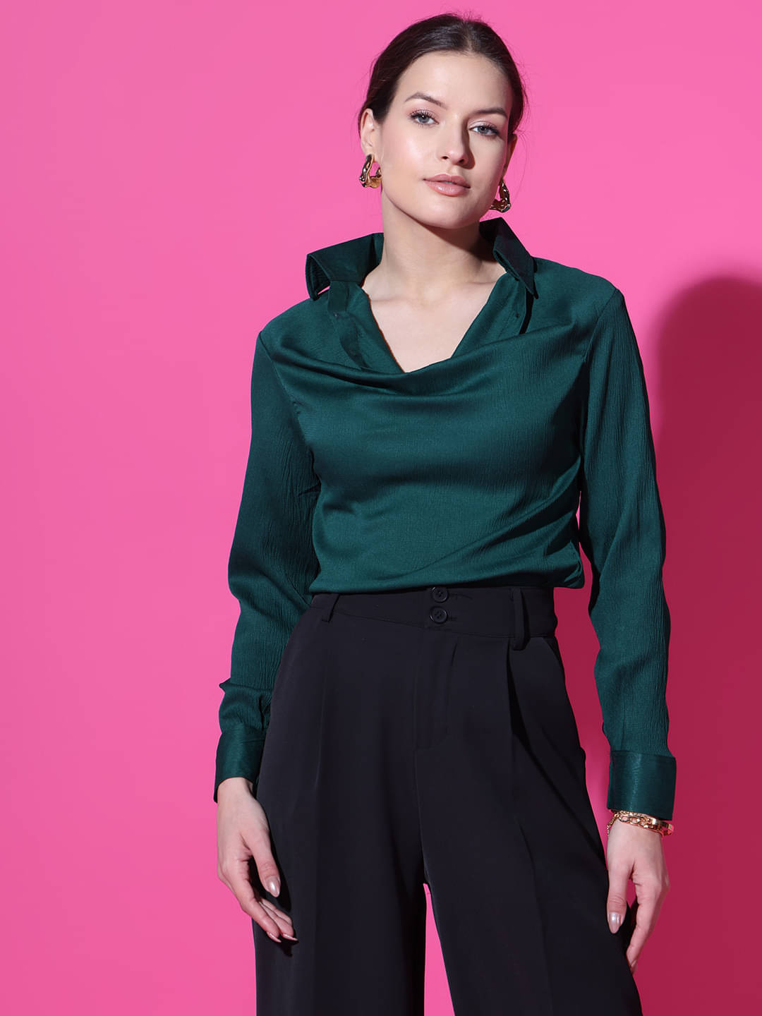 Istyle Can Women's Polyester Regular Top ( Green ) Istyle Can Women's Polyester Regular Top ( Green )