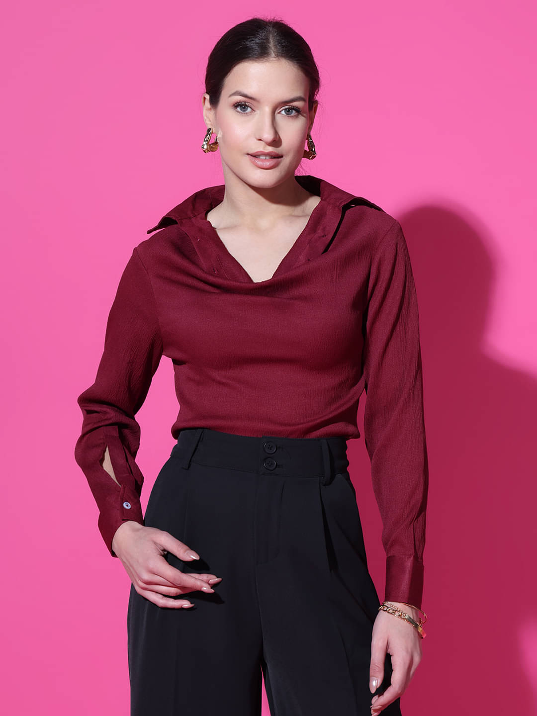     			Istyle Can Women's Polyester Regular Top ( Maroon )