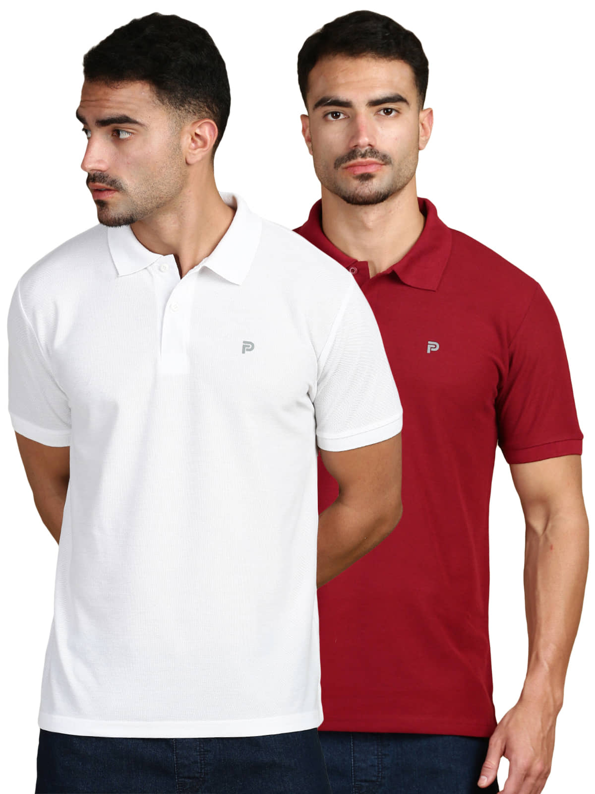 LUX PARKER Pack of 2 Cotton Blend Regular Fit Solid Half Sleeves Men's Polo T Shirt ( Multicolor10 )