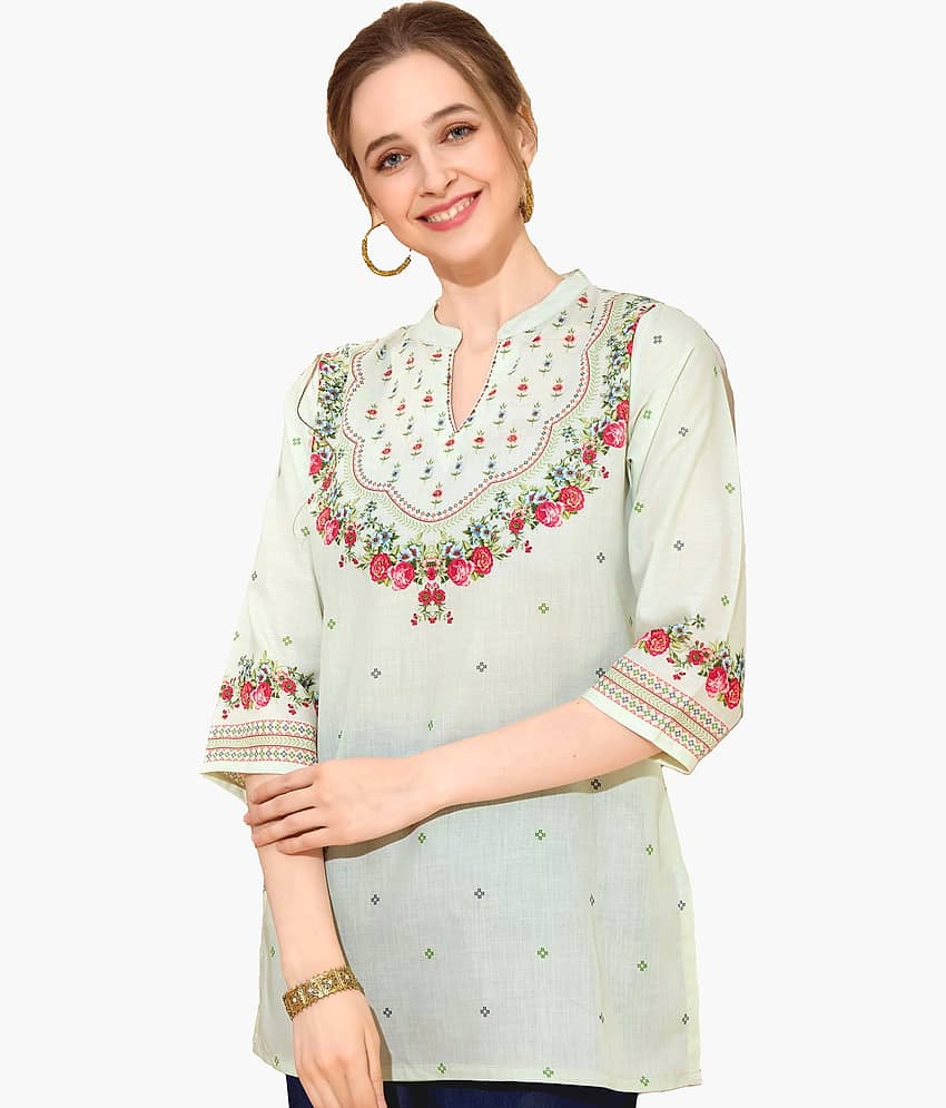 Meher Impex Pack of 1 Cotton Printed Straight Women's Kurti - ( Light Green ) - Kurtis, Tunics | Buy online on ZillyBuy