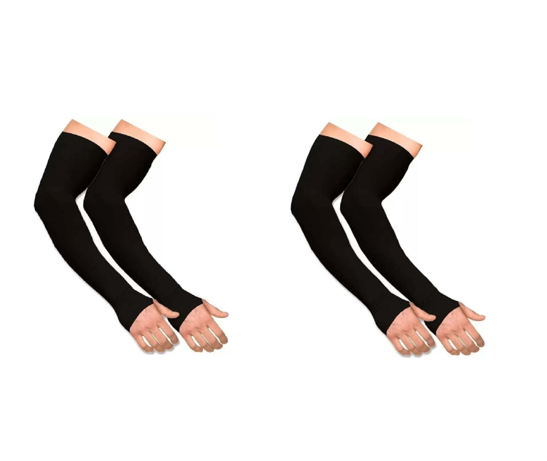     			Qin Pin Black Solid Riding Sleeves ( Set of 2 )