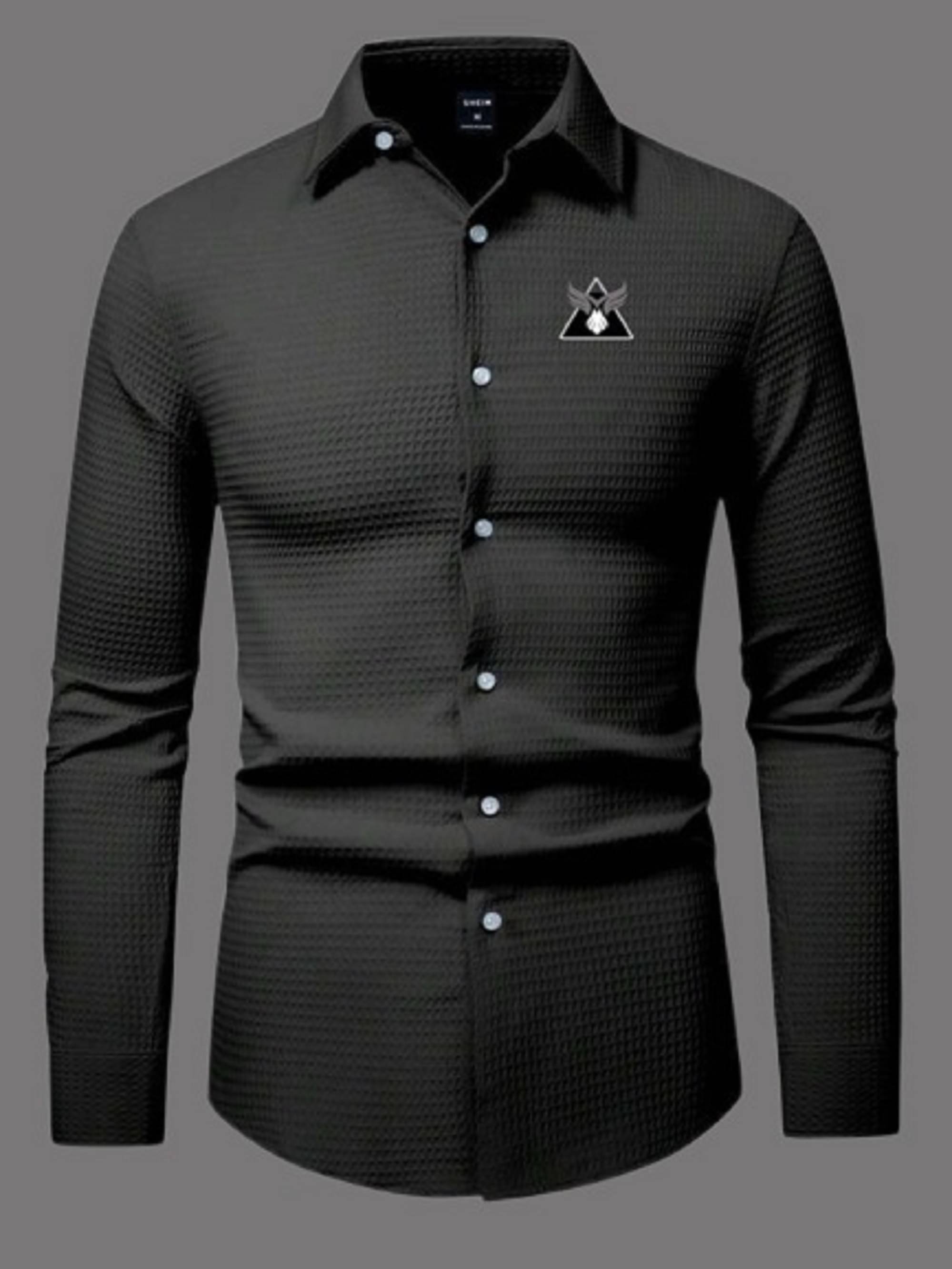 REXZA Chiffon Regular Fit Self Design Full Sleeves Men's Casual Shirt - Black ( Pack of 1 ) REXZA Chiffon Regular Fit Self Design Full Sleeves Men's Casual Shirt - Black ( Pack of 1 )