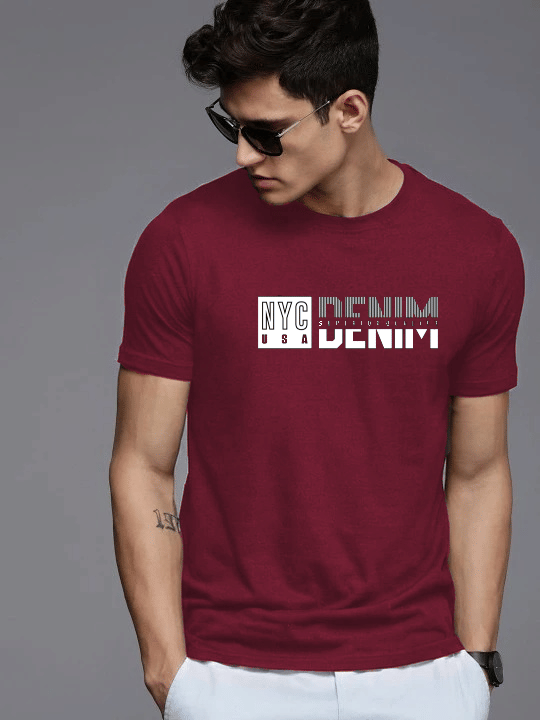 Reya Cotton Blend Regular Fit Printed Half Sleeves Men's Round T-Shirt - Maroon ( Pack of 1 ) Reya Cotton Blend Regular Fit Printed Half Sleeves Men's Round T-Shirt - Maroon ( Pack of 1 )