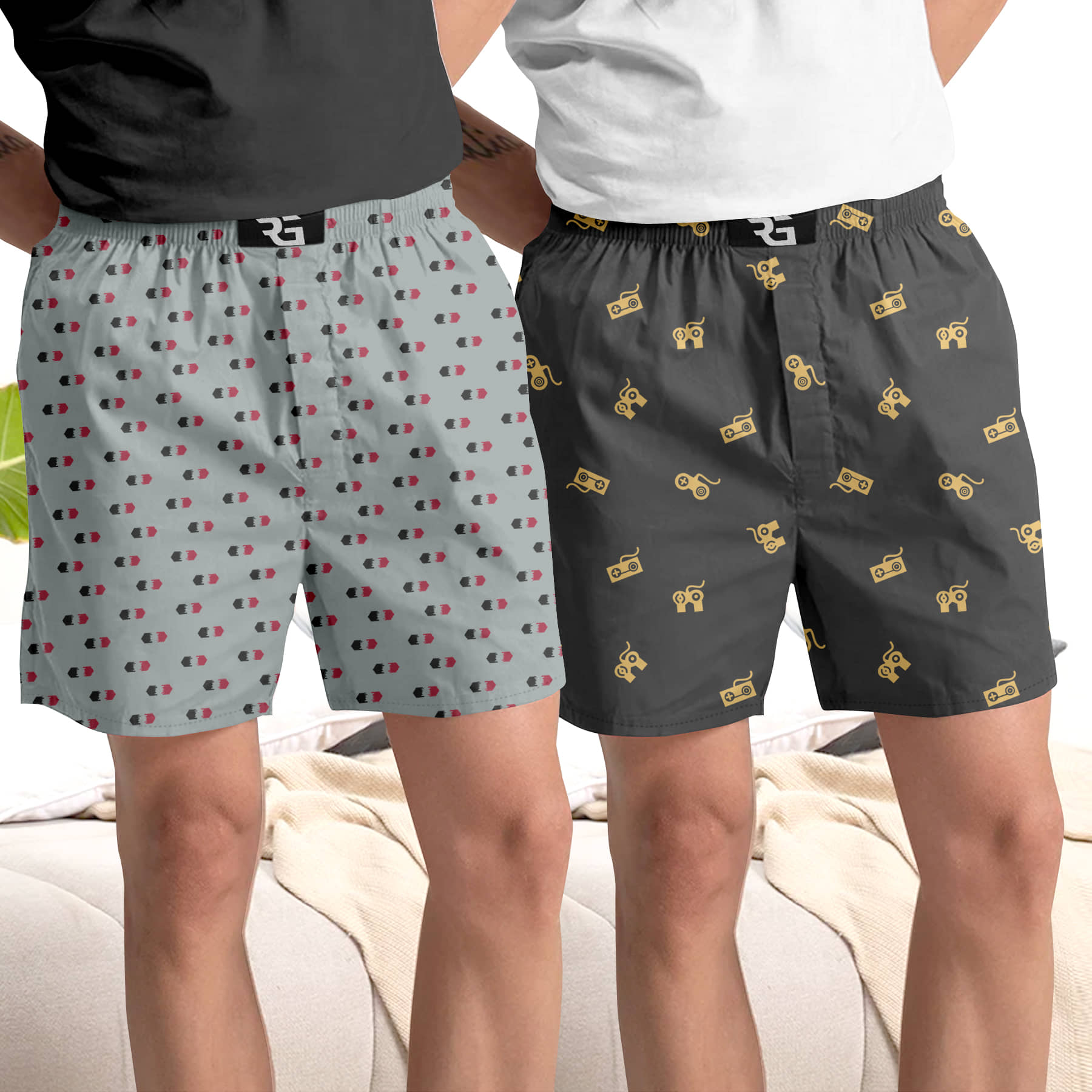 Riglozi Pack of 2 Cotton Boxers For Men's ( Assorted 14 )
