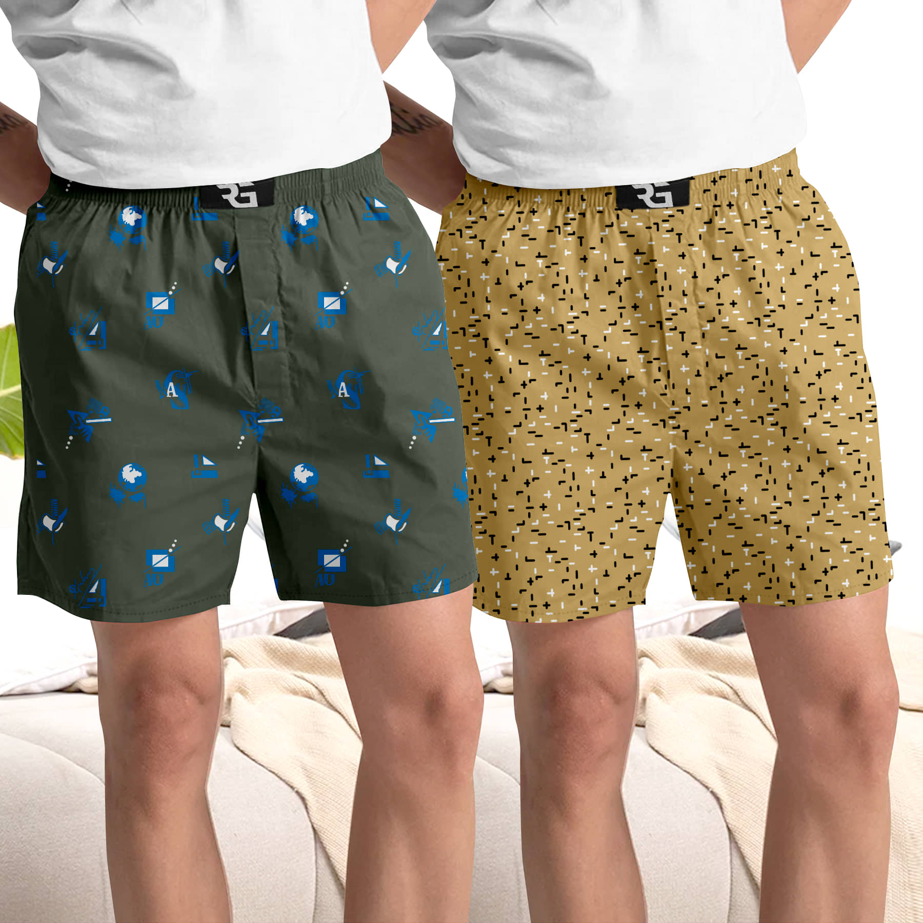 Riglozi Pack of 2 Cotton Boxers For Men's ( Assorted 1 )