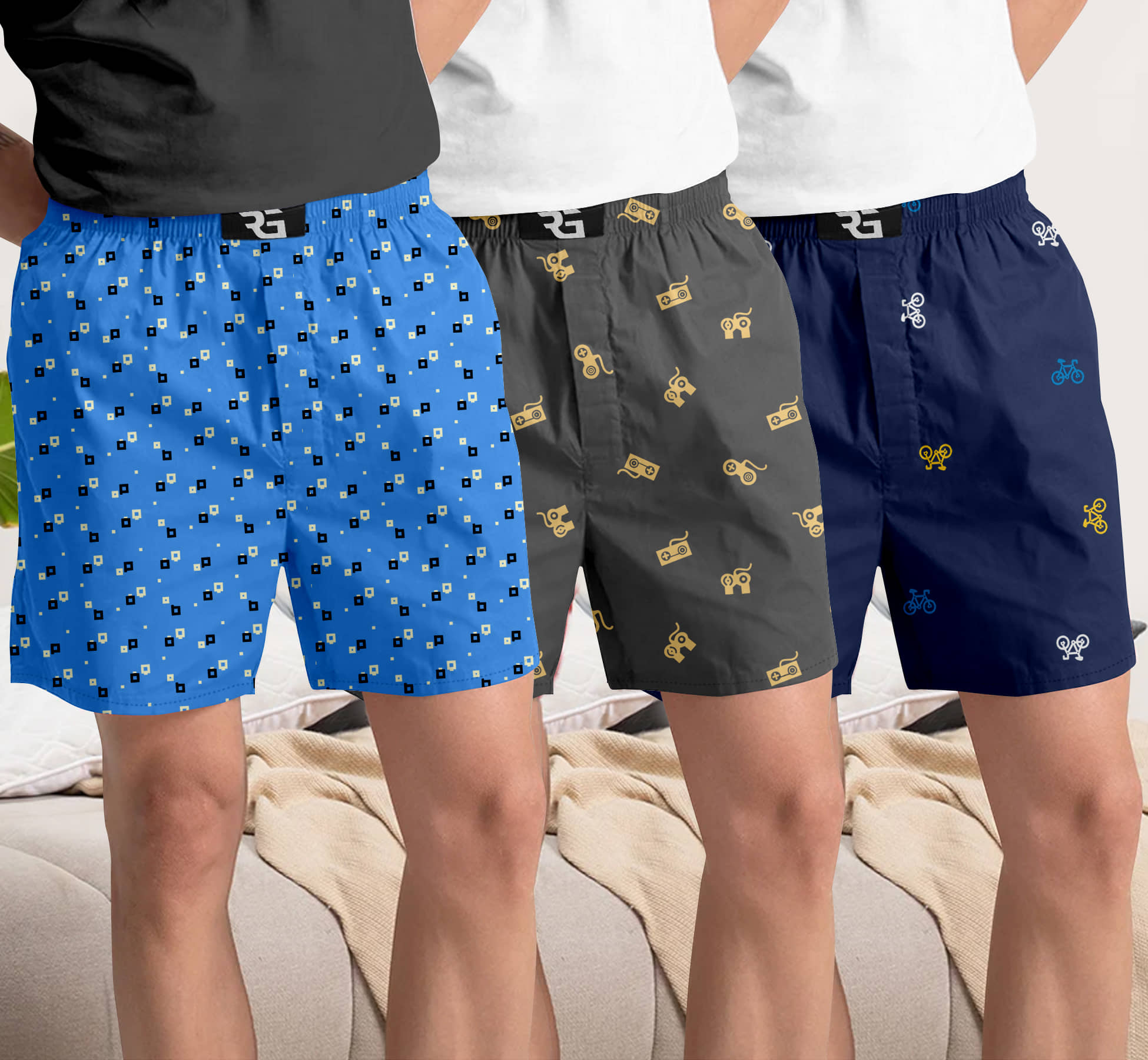 Riglozi Pack of 3 Cotton Boxers For Men's ( Assorted 2 )