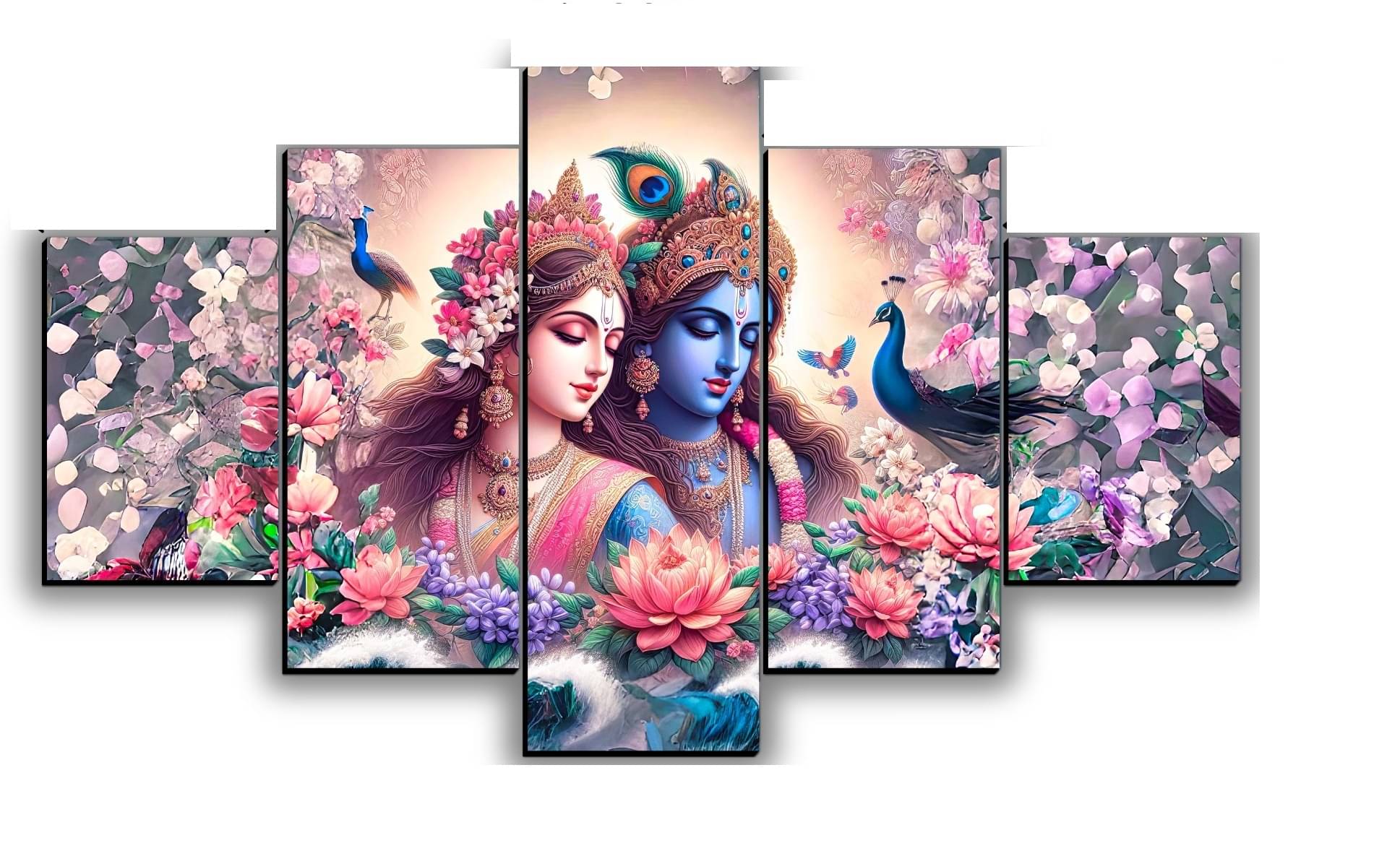 SNDArt Set Of 5 Radha Krishna Wall Paintings For Living Room Gift Items 18 x 30 inch SNDArt Set Of 5 Radha Krishna Wall Paintings For Living Room Gift Items 18 x 30 inch