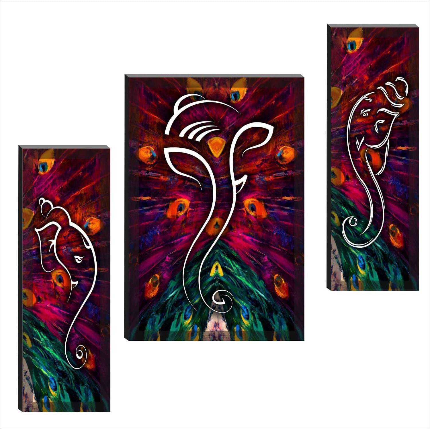     			SNDArt Set Of 3 Lord Ganesha Wall Painting For Home Decoration 12 x 18 inch