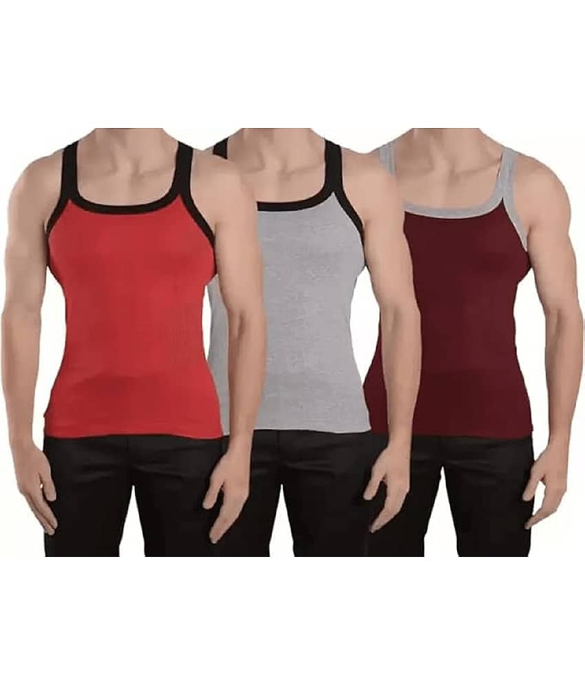 SONME ENTERPRISES Pack of 3 Cotton Blend Basic Vest For Men ( Multicolor ) - Nightwear & Loungewear | Buy online on ZillyBuy
