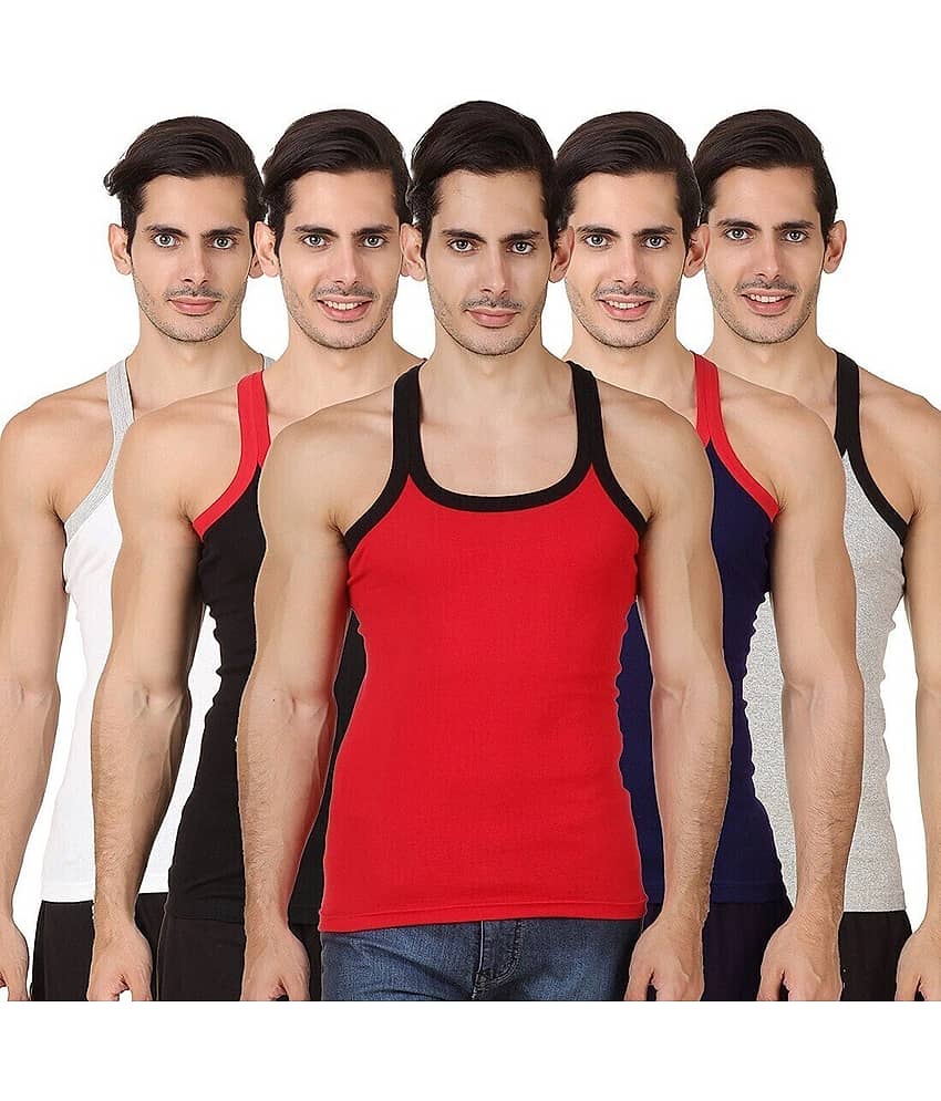 SONME ENTERPRISES Pack of 5 Cotton Blend Basic Vest For Men ( Multicolor ) - Nightwear & Loungewear | Buy online on ZillyBuy