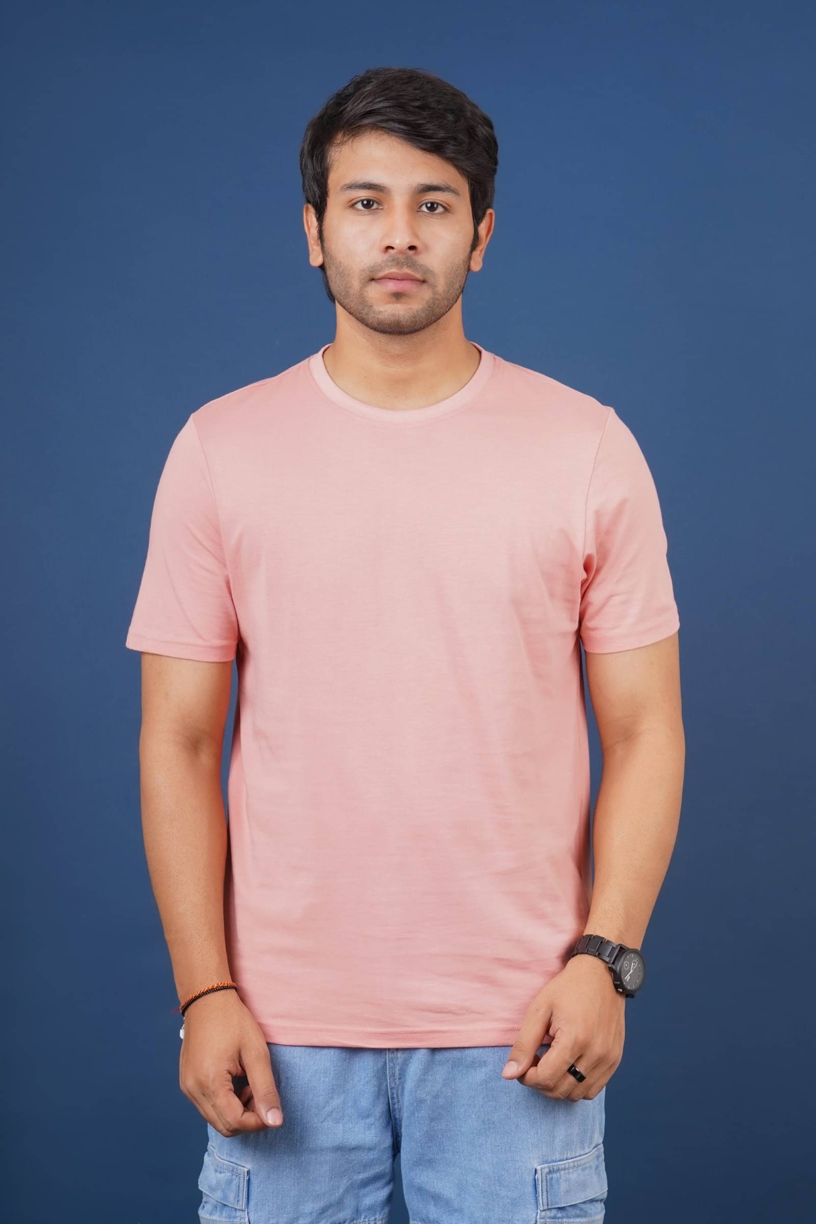     			Stalwart Cotton Regular Fit Solid Half Sleeves Men's Round T-Shirt - Pink ( Pack of 1 )
