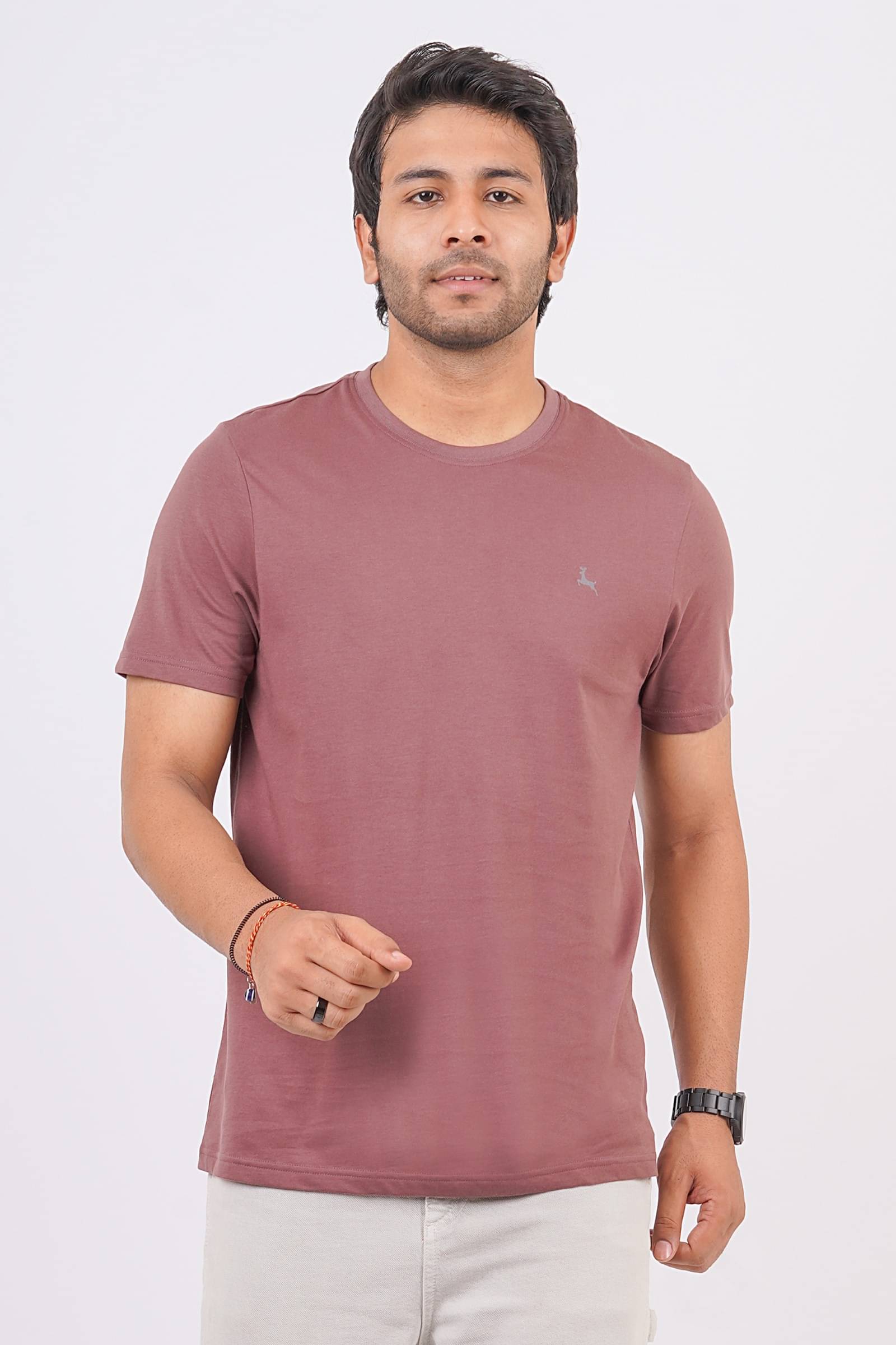     			Stalwart Cotton Regular Fit Solid Half Sleeves Men's Round T-Shirt - Pink ( Pack of 1 )