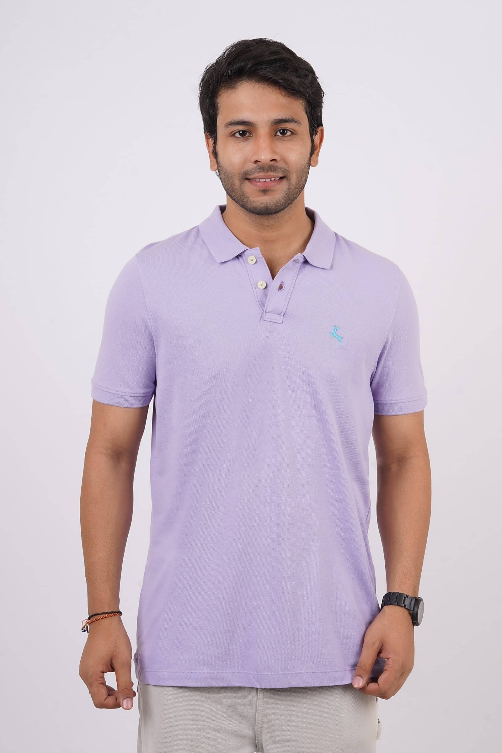     			Stalwart Pack of 1 Cotton Regular Fit Solid Half Sleeves Men's Polo T Shirt ( Purple )