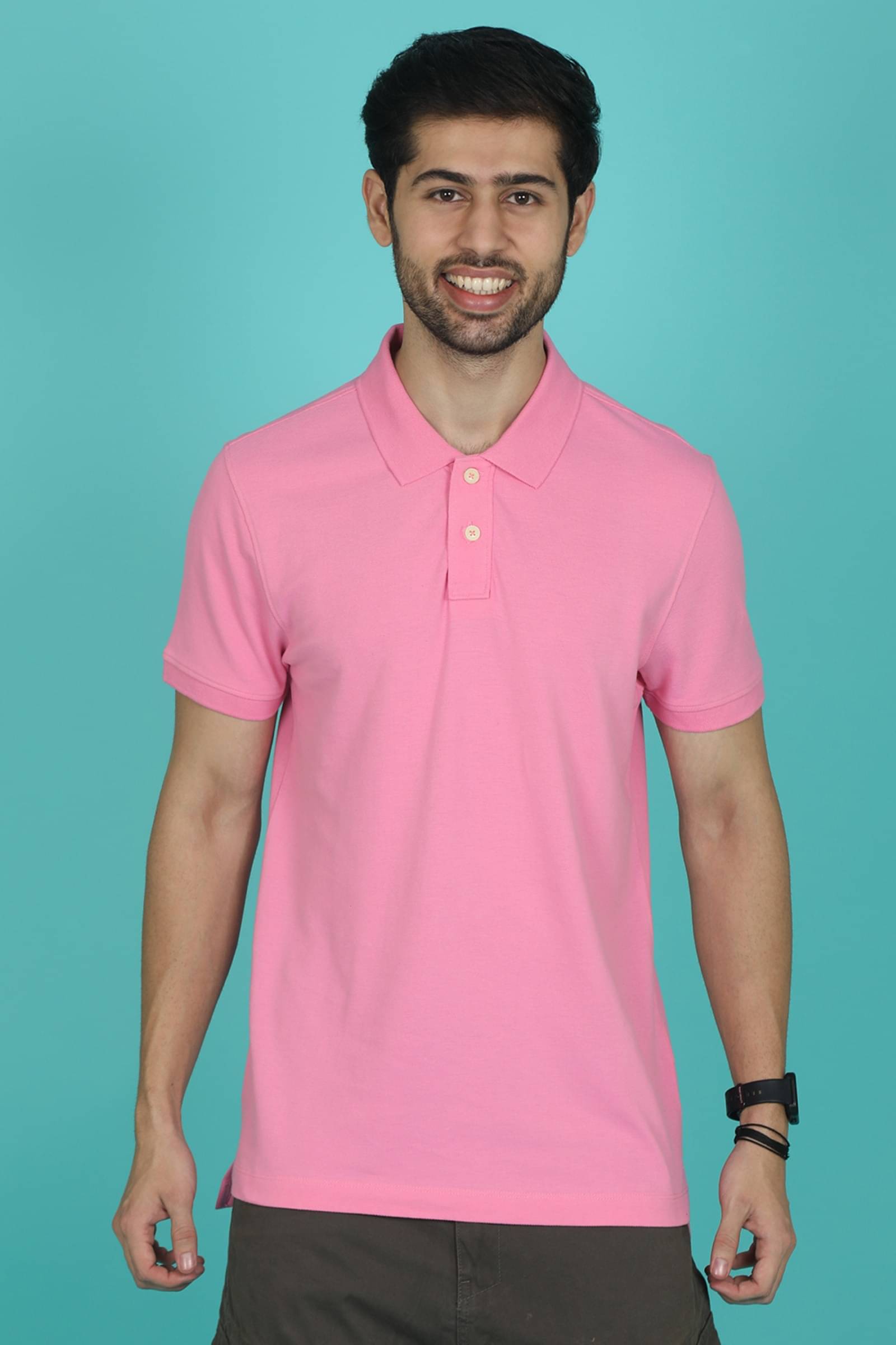     			Stalwart Pack of 1 Cotton Regular Fit Solid Half Sleeves Men's Polo T Shirt ( Pink )