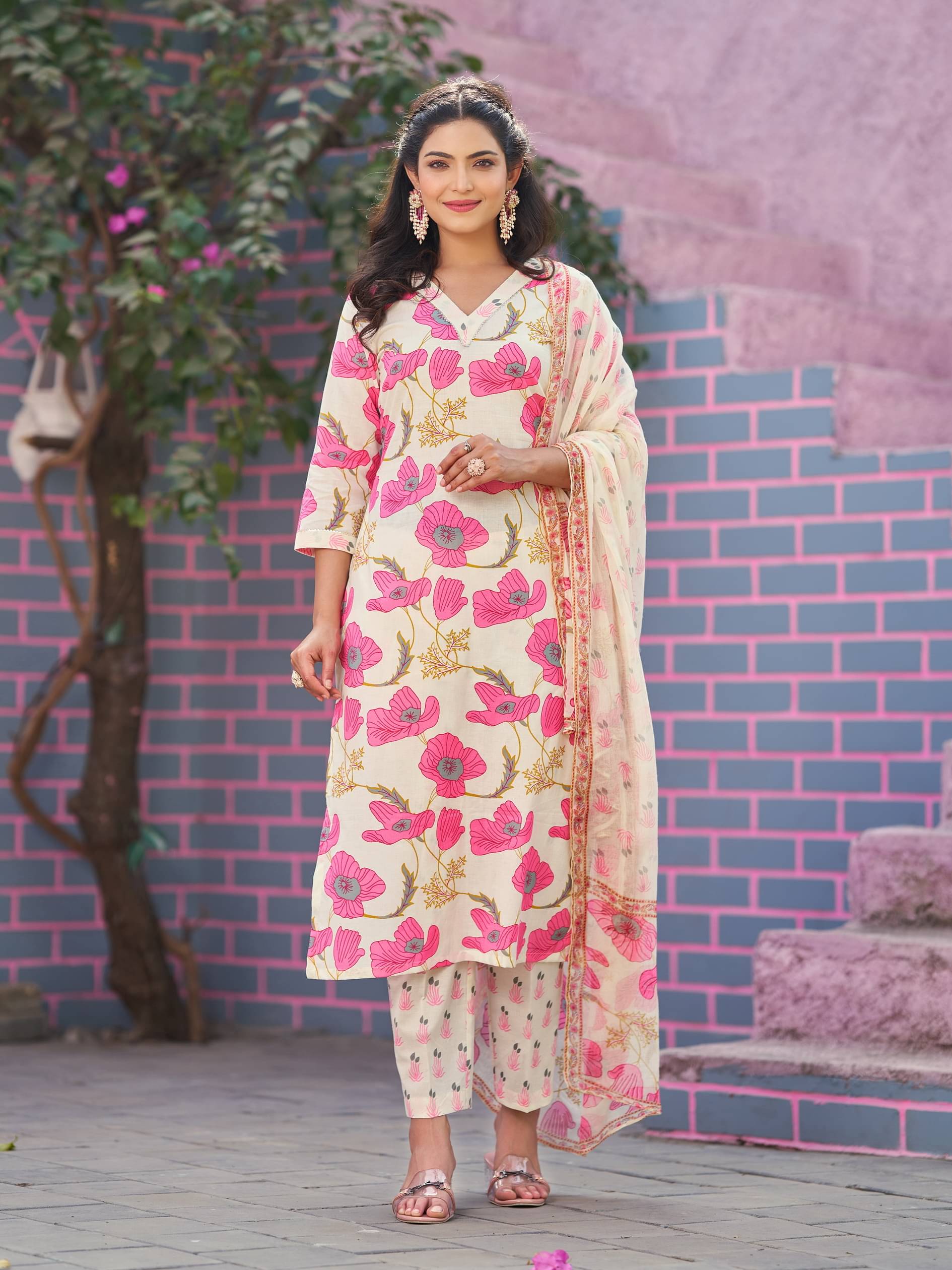 VIBE VISION Cotton Self Design Kurti With Pants Women's Stitched Salwar Suit - Cream ( Pack of 1 ) VIBE VISION Cotton Self Design Kurti With Pants Women's Stitched Salwar Suit - Cream ( Pack of 1 )