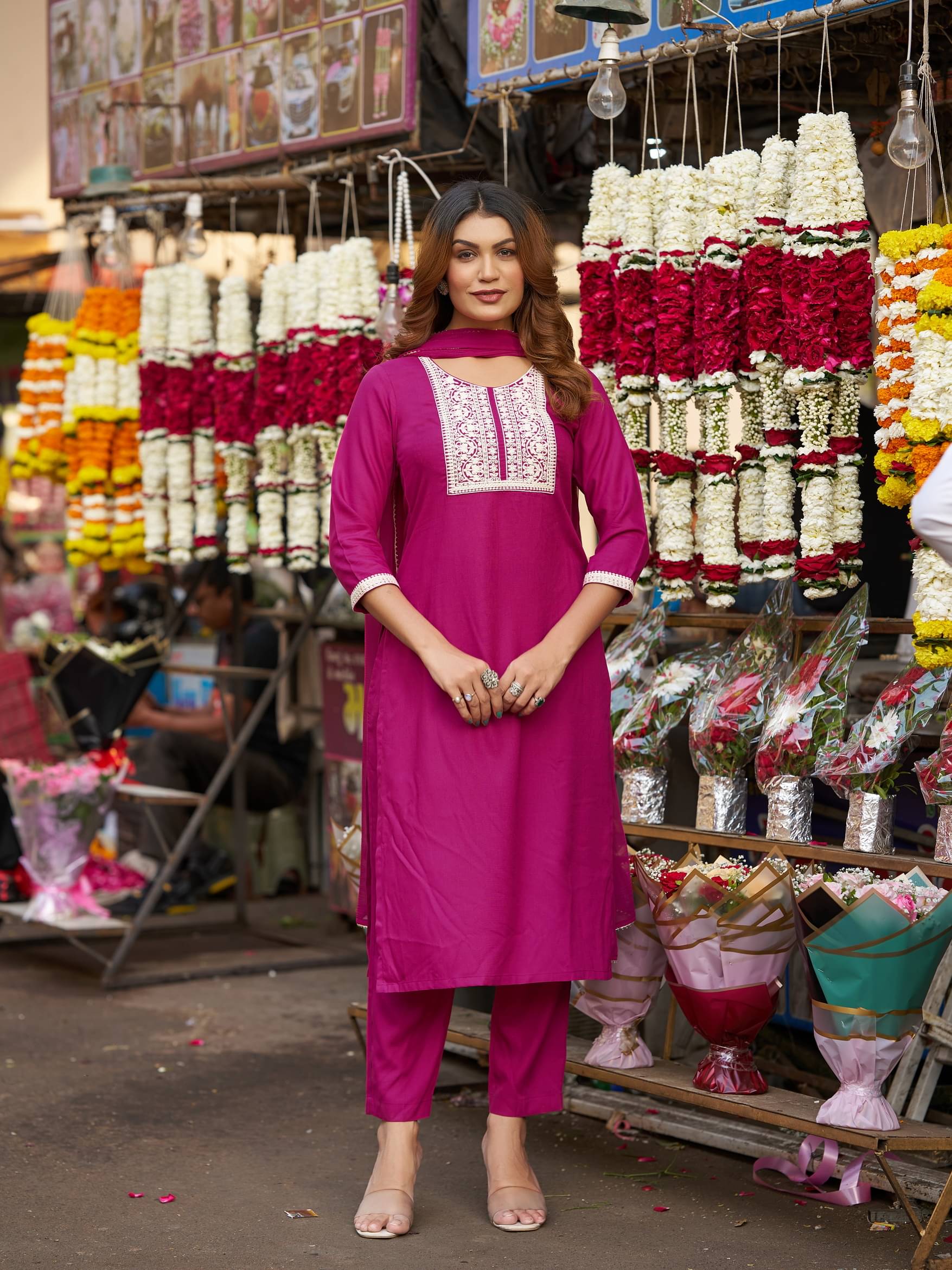 VIBE VISION Viscose Self Design Kurti With Pants Women's Stitched Salwar Suit - Pink ( Pack of 1 ) VIBE VISION Viscose Self Design Kurti With Pants Women's Stitched Salwar Suit - Pink ( Pack of 1 )