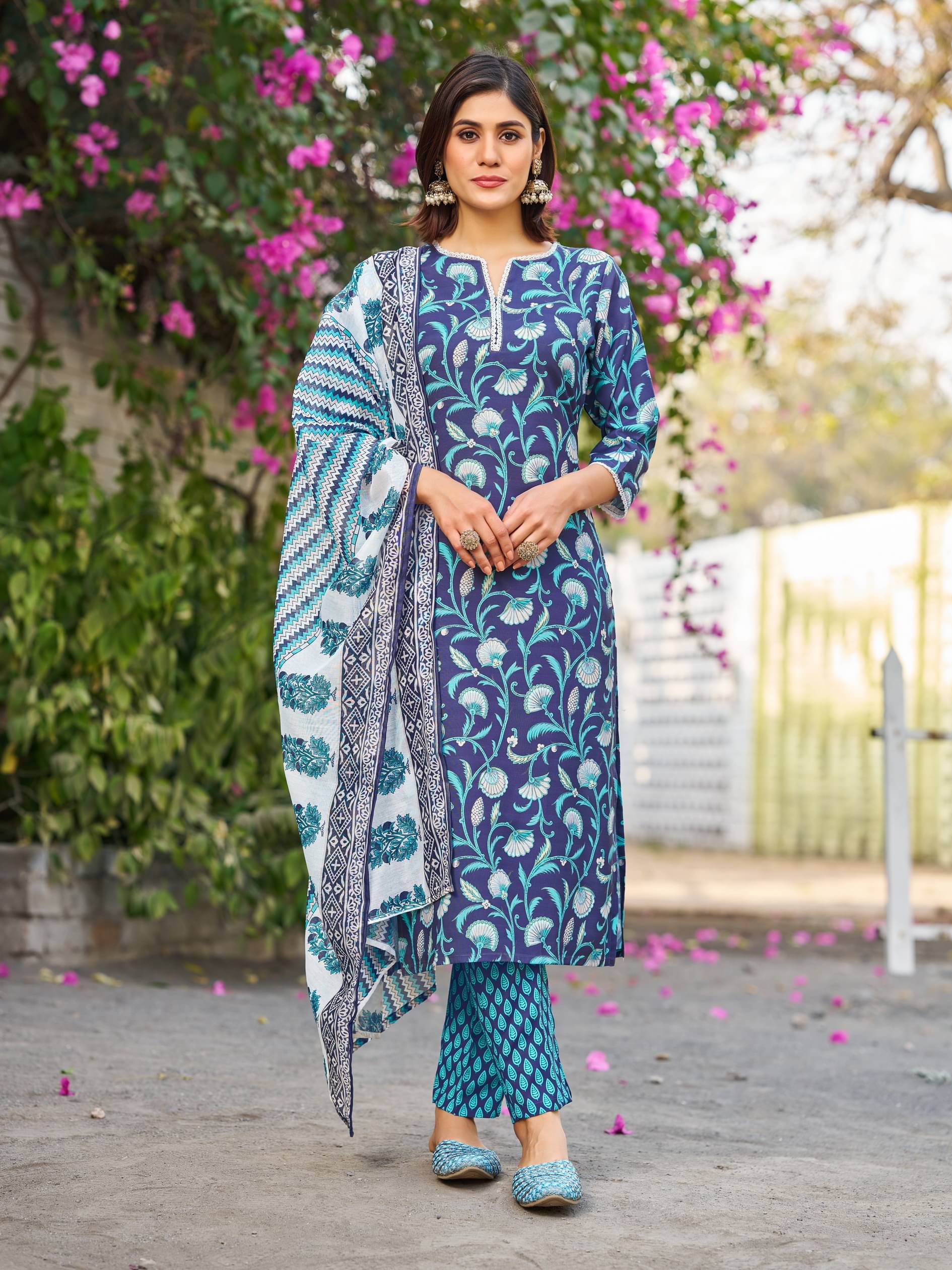 VIBE VISION Viscose Self Design Kurti With Pants Women's Stitched Salwar Suit - Navy Blue ( Pack of 1 ) VIBE VISION Viscose Self Design Kurti With Pants Women's Stitched Salwar Suit - Navy Blue ( Pack of 1 )