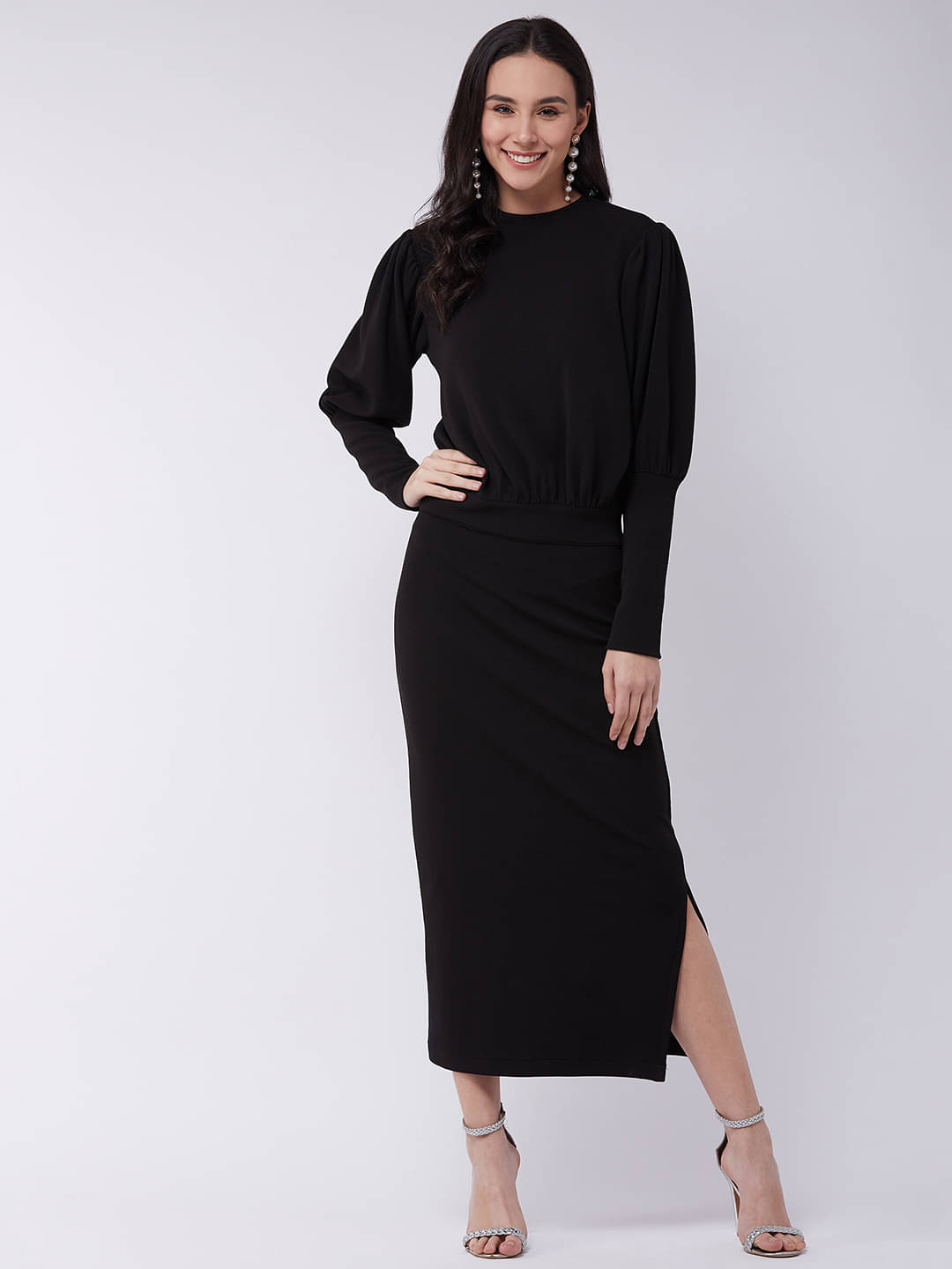 Zima Leto Polyester Solid Ankle Length Women's Fit & Flare Dress - Black ( Pack of 1 ) Zima Leto Polyester Solid Ankle Length Women's Fit & Flare Dress - Black ( Pack of 1 )