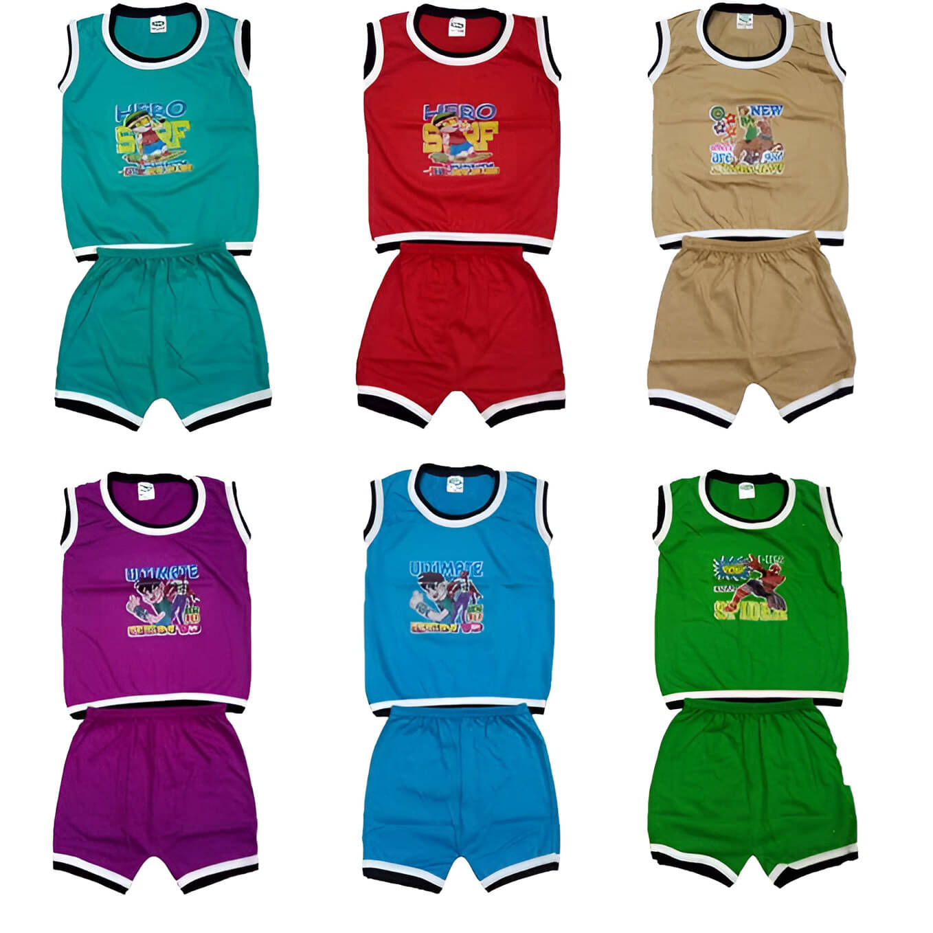 kaseera Pack of 6 Unisex Cotton Blend T-Shirt & Shorts Set ( Multicolor )     			kaseera Pack of 6 Unisex Cotton Blend T-Shirt & Shorts Set ( Multicolor )