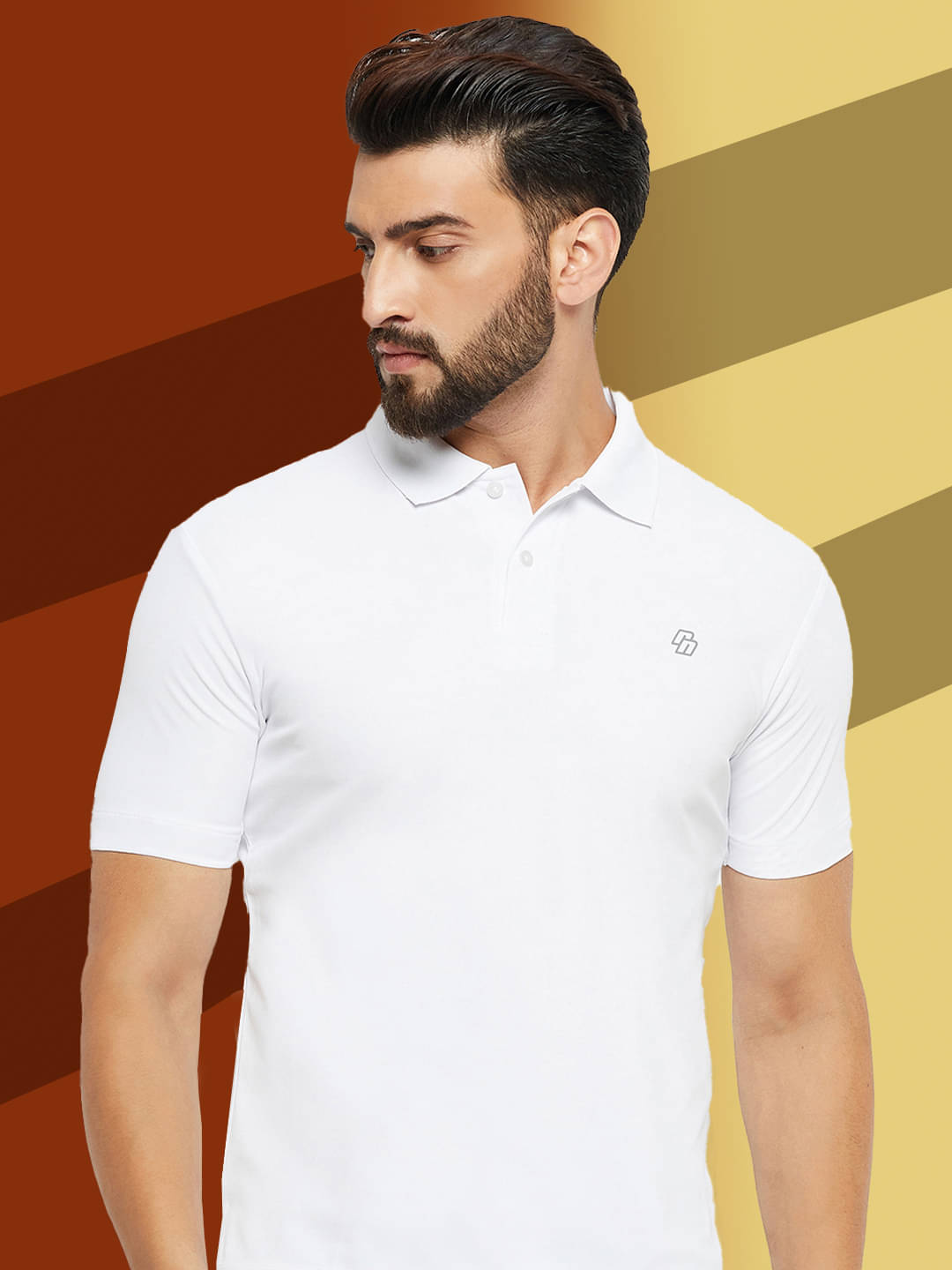     			renuovo Pack of 1 Cotton Blend Regular Fit Solid Half Sleeves Men's Polo T Shirt ( White )