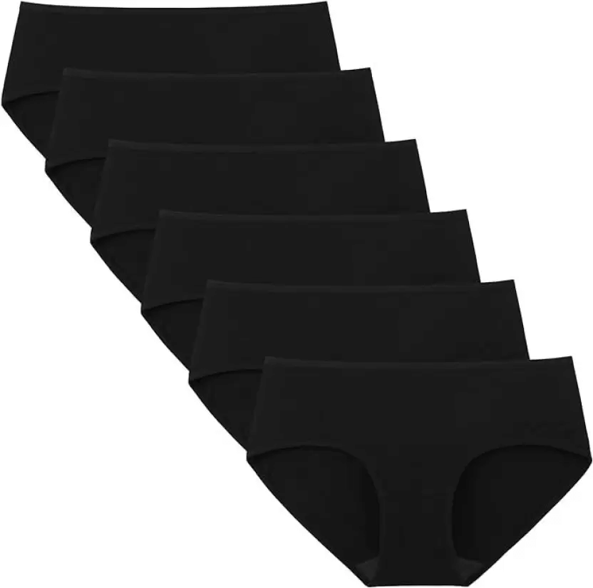     			Bebron Pack of 6 Cotton Lycra Hipster For Women ( Black )