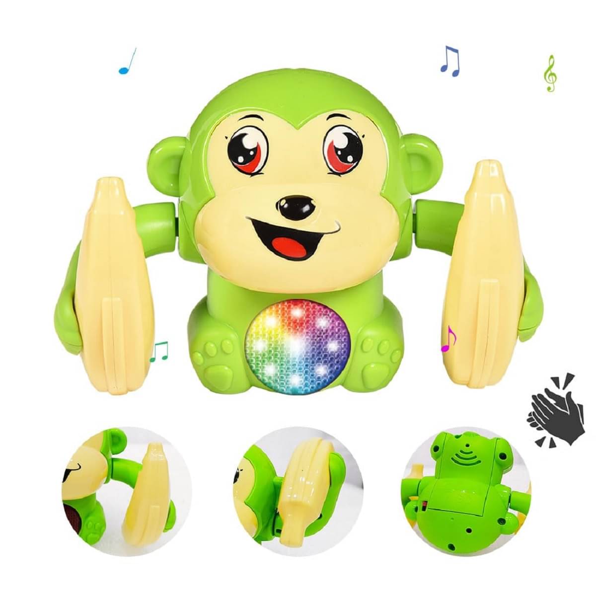     			DENFE  Dancing and Spinning Rolling Doll Tumble Monkey Toy | Voice Control Banana Monkey with Musical Light & Sound Effects | Interactive Sensor Toy for Kids | Multi-Color