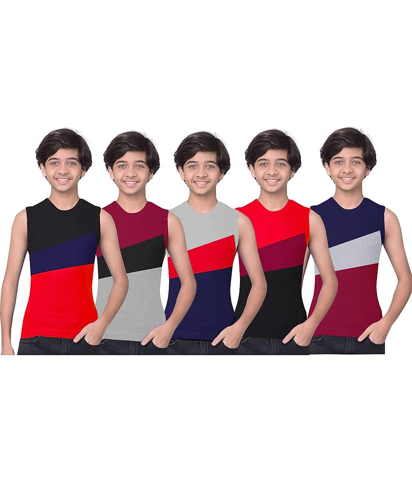 Drako Pack of 5 Boys Cotton Vest ( Multicolor ) - Nightwear & Loungewear | Buy online on ZillyBuy
