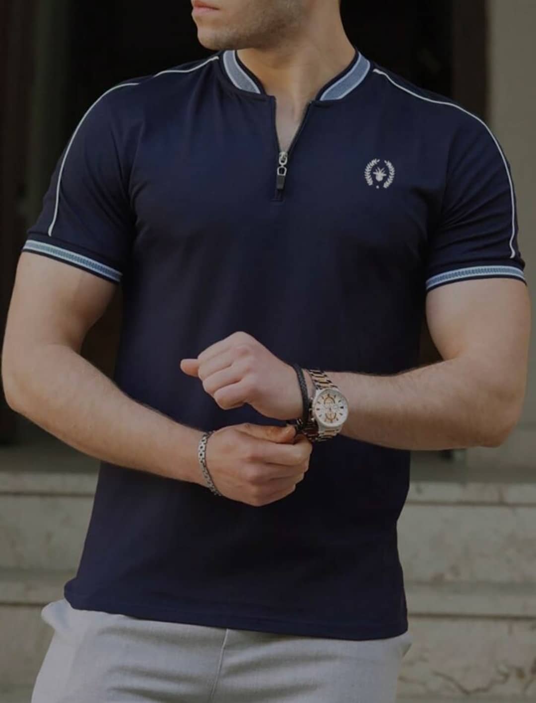 Garimaknitwear Pack of 1 Cotton Blend Regular Fit Solid Half Sleeves Men's Polo T Shirt ( Navy )