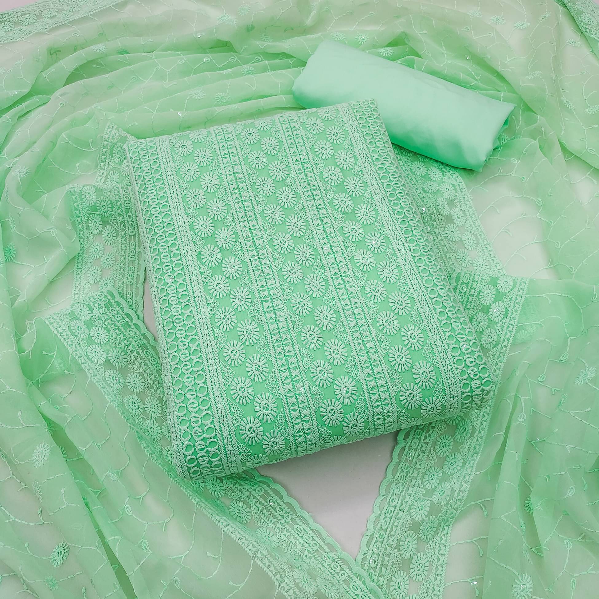 HL SILKMILLS Unstitched Georgette Embroidered Dress Material - Fluorescent Green ( Pack of 1 ) HL SILKMILLS Unstitched Georgette Embroidered Dress Material - Fluorescent Green ( Pack of 1 )