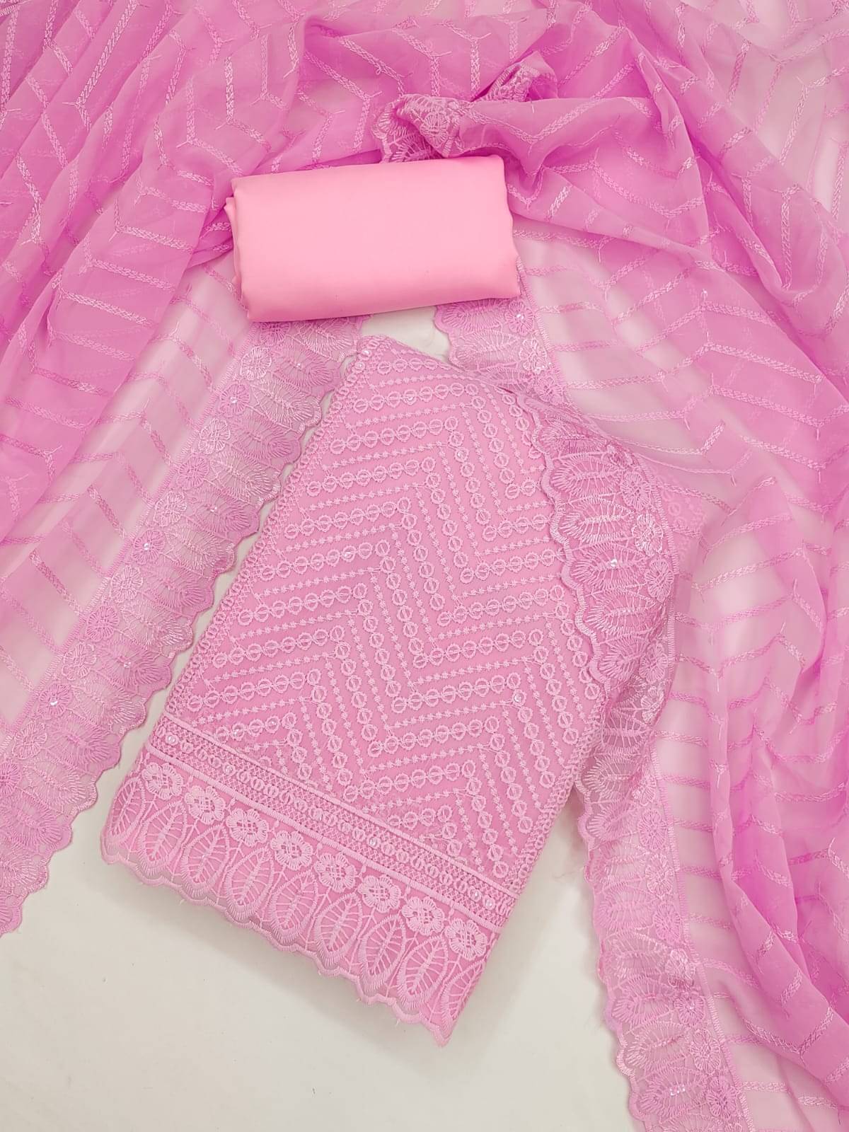 HL SILKMILLS Unstitched Georgette Embroidered Dress Material - Pink ( Pack of 1 ) HL SILKMILLS Unstitched Georgette Embroidered Dress Material - Pink ( Pack of 1 )