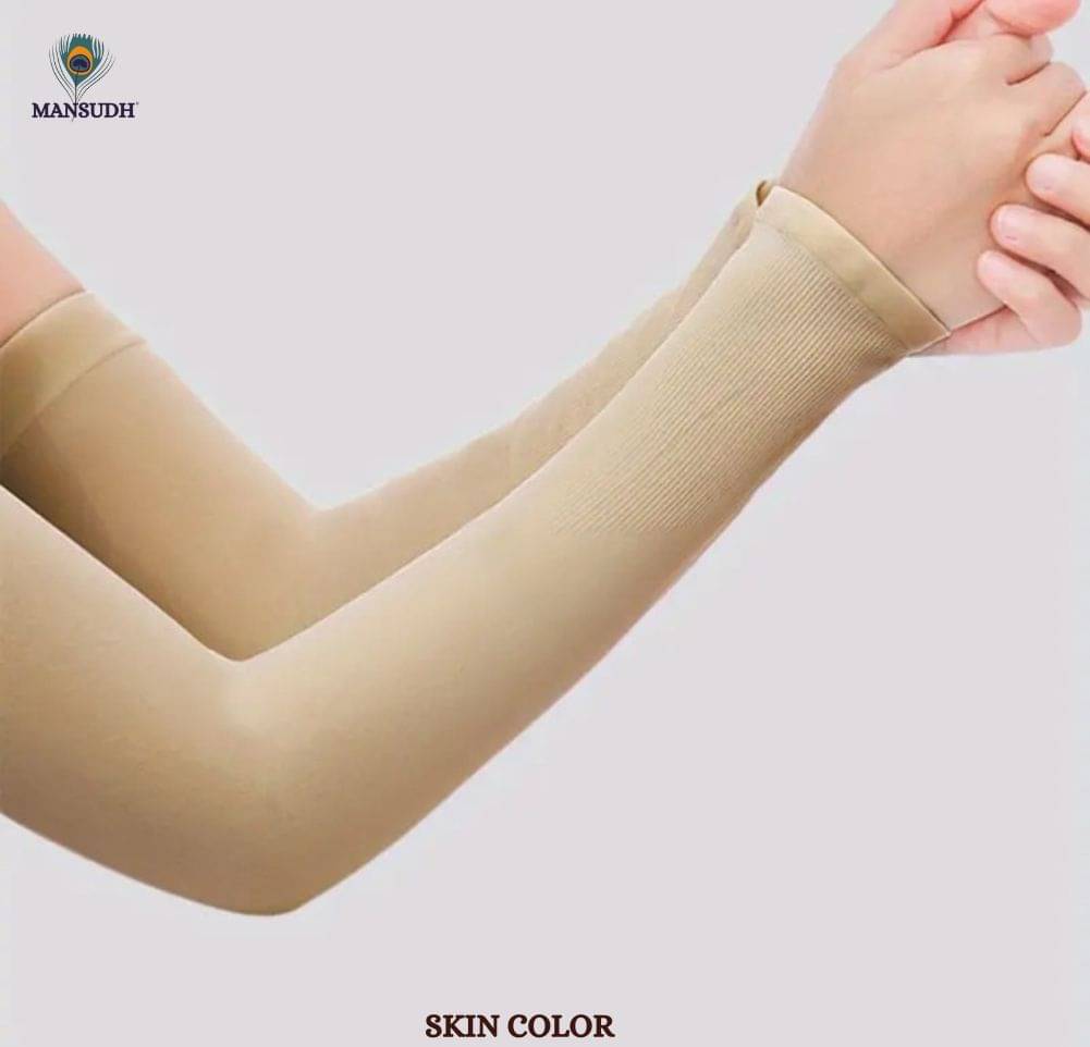     			MANSUDH Beige Solid Riding Sleeves ( Single Set )