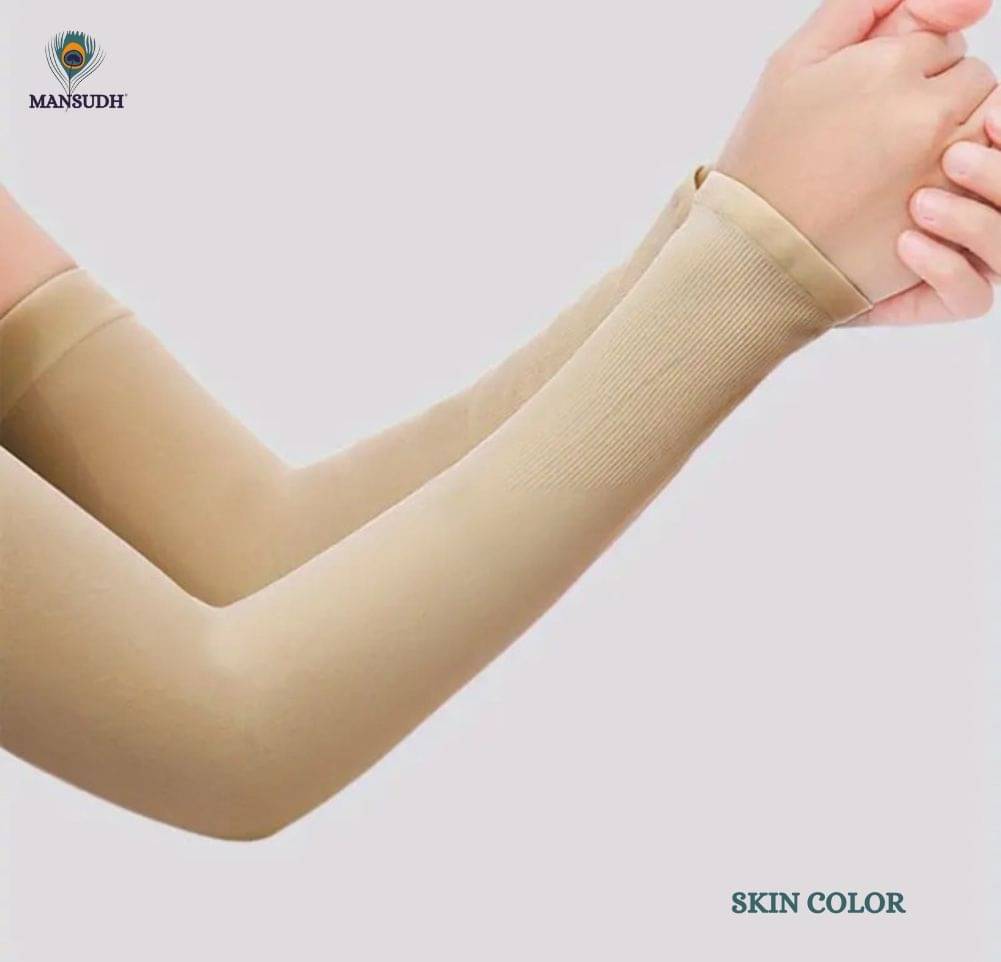    			MANSUDH Beige Solid Riding Sleeves ( Single Set )