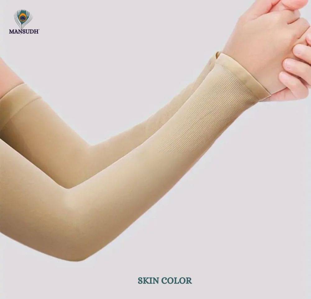    			MANSUDH Beige Solid Riding Sleeves ( Single Set )