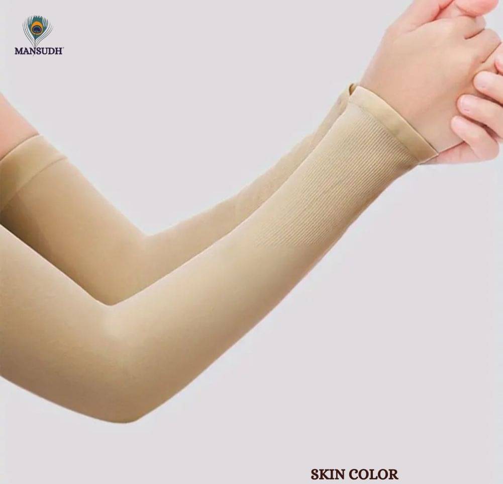     			MANSUDH Beige Solid Riding Sleeves ( Single Set )