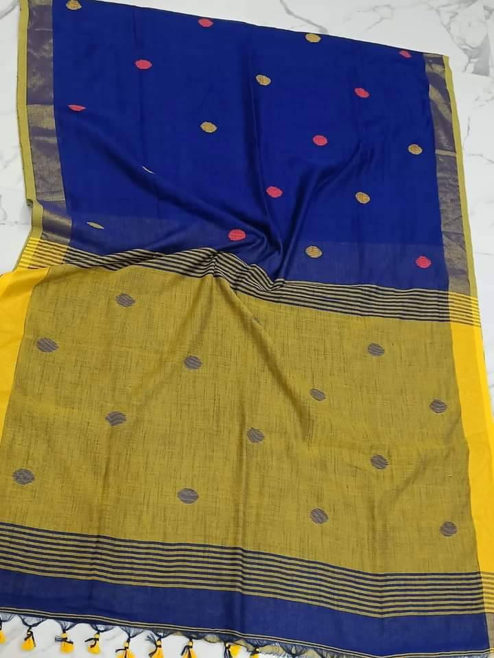 SARADA HANDLOOM Cotton Printed Saree With Unstitched Blouse Piece ( Blue ) SARADA HANDLOOM Cotton Printed Saree With Unstitched Blouse Piece ( Blue )