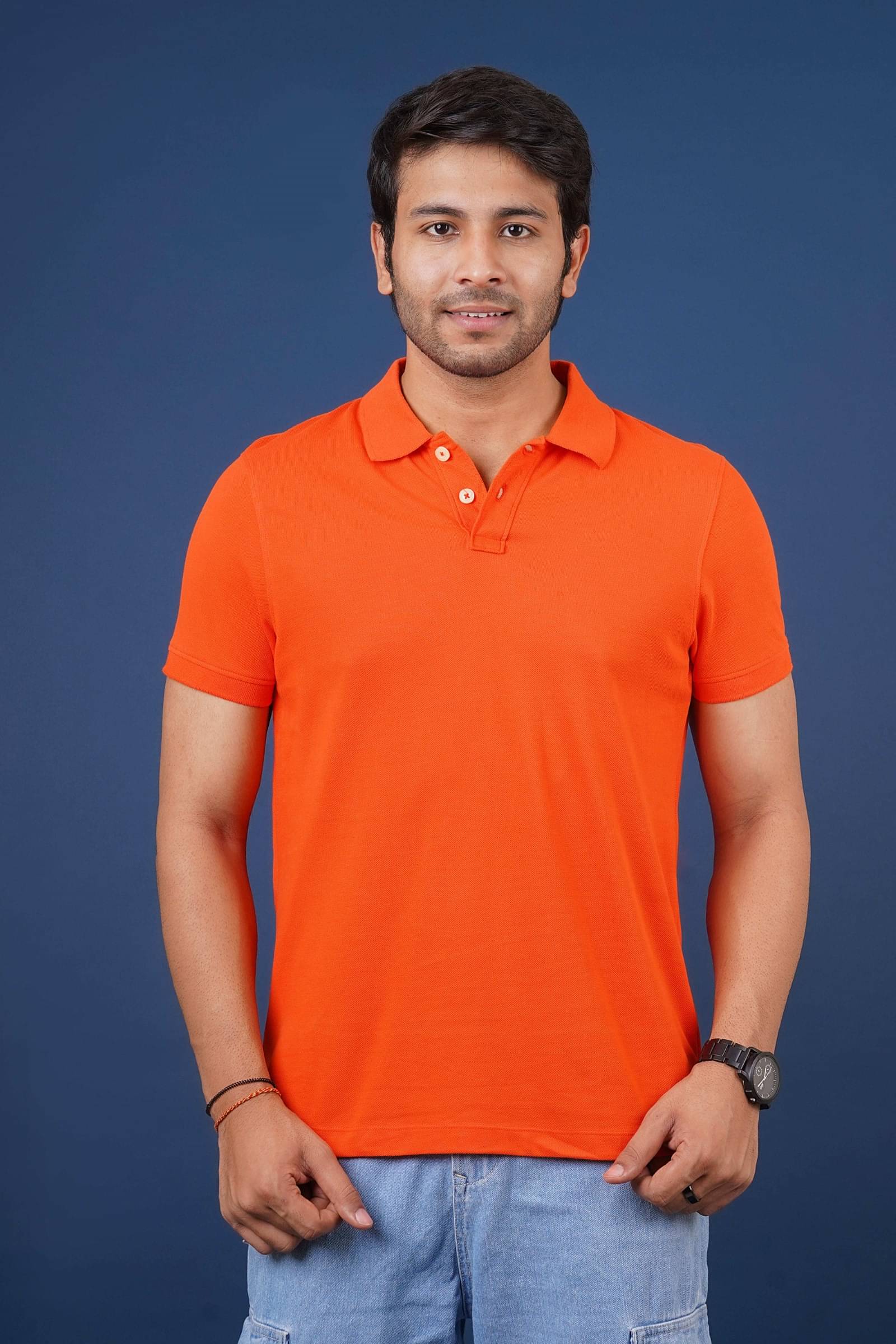     			Stalwart Pack of 1 Cotton Regular Fit Solid Half Sleeves Men's Polo T Shirt ( Orange )